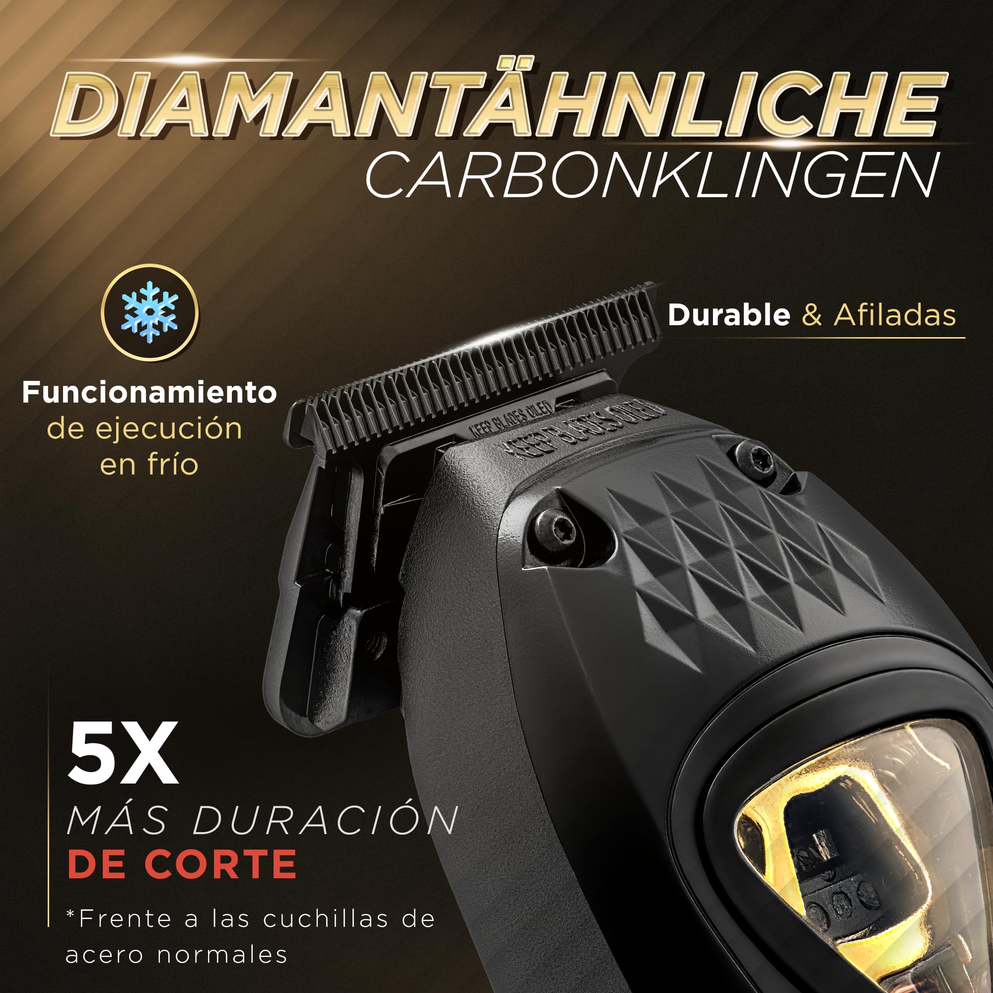 Fagaci Recortadora de Barba Hombre Profesional, Cuchilla DLC Zero Gap | Recortadora inalámbrica zero gap con cuchillas DLC, Motor vectorial de 12.000 RPM, Incluye base de carga y guías