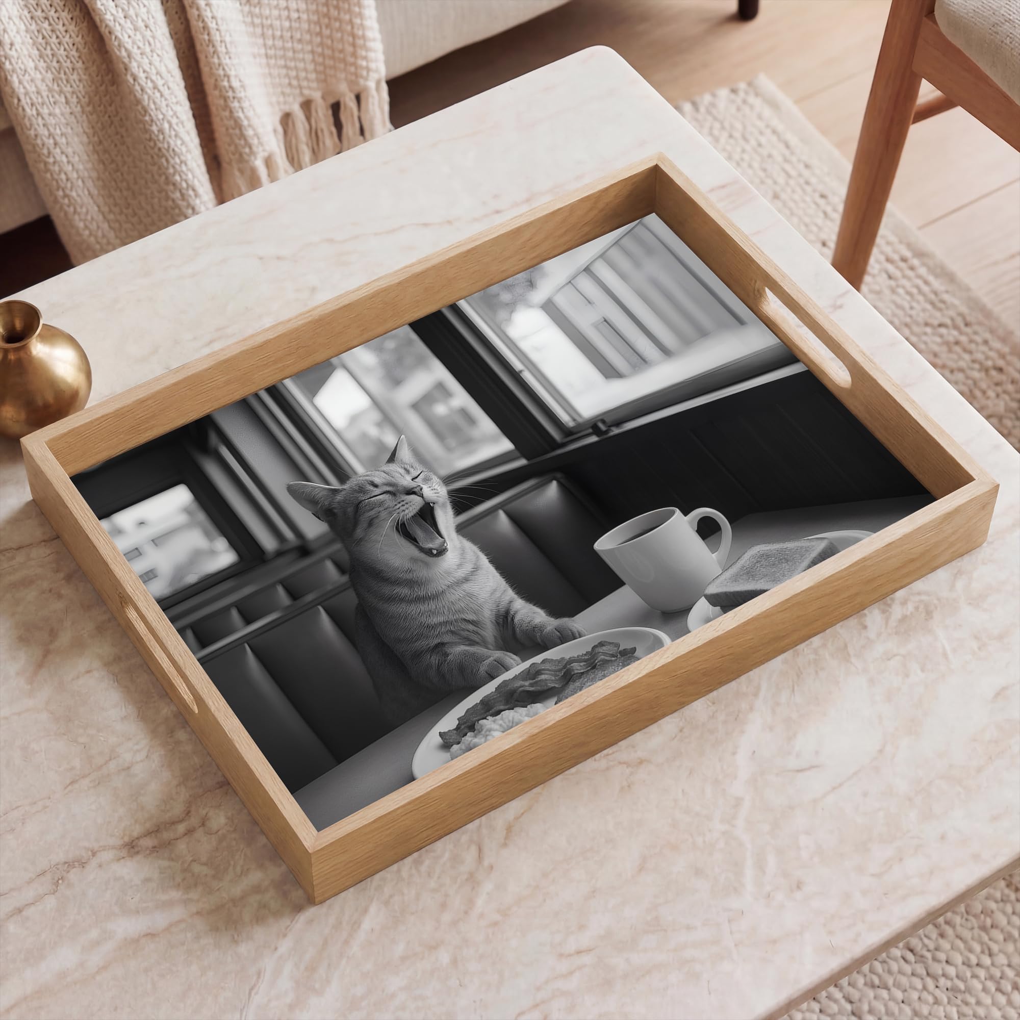 Plateau Bois Plateaux Service Decoratif Table Dejeuner Résistant