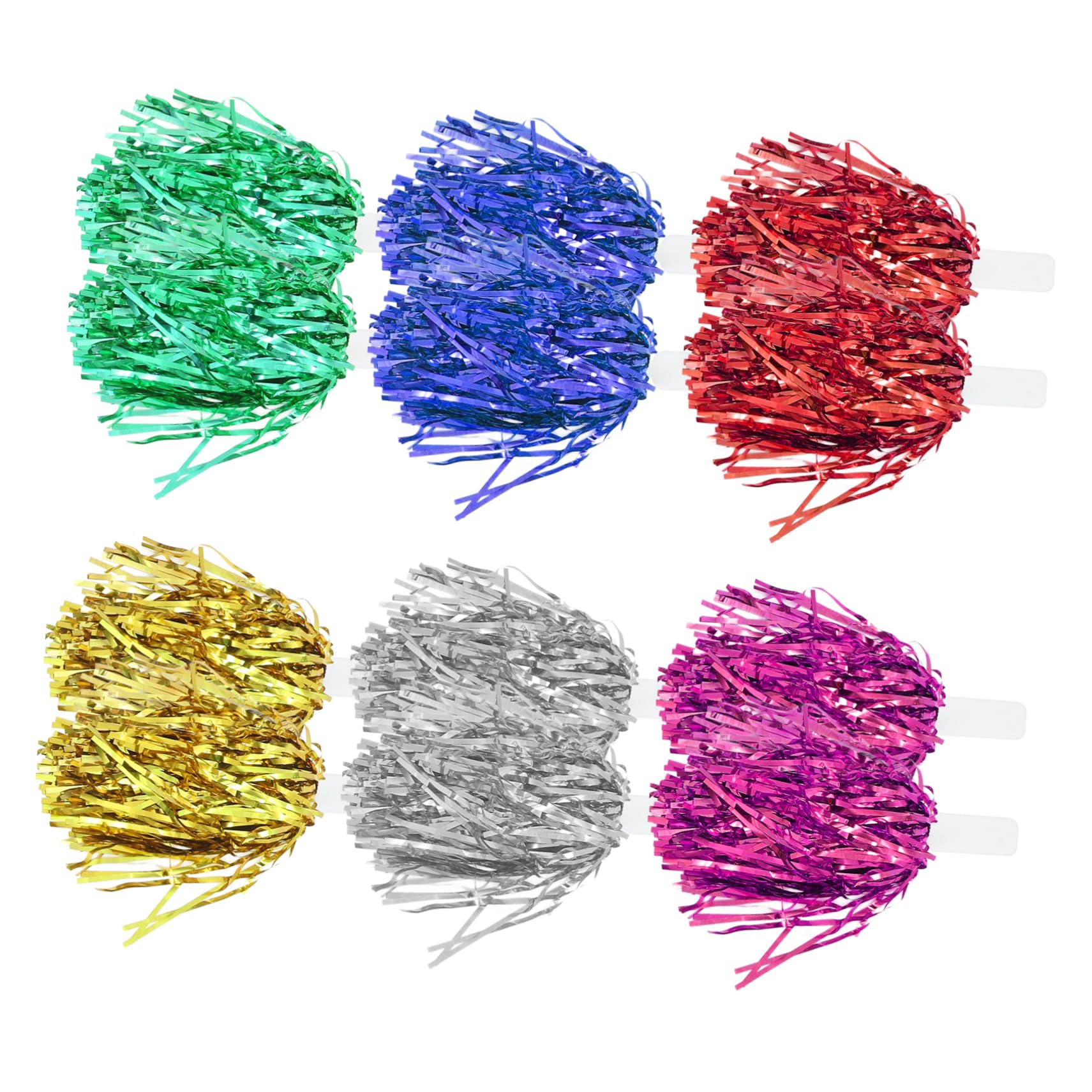 HEMOTON 12Pcs Reusable Cheerleading Pompoms Metallic Cheerleader Balls for Performance Props Vibrant Colors for Sports Events Dance Parties and Cheer Competitions