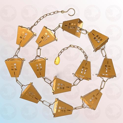 Miniatura 2 de Whispering Winds Cadena de lluvia con adaptador  9 pies resistente a la intemperie y ajustable cadena de lluvia de metal de 12 tazas para canalones,