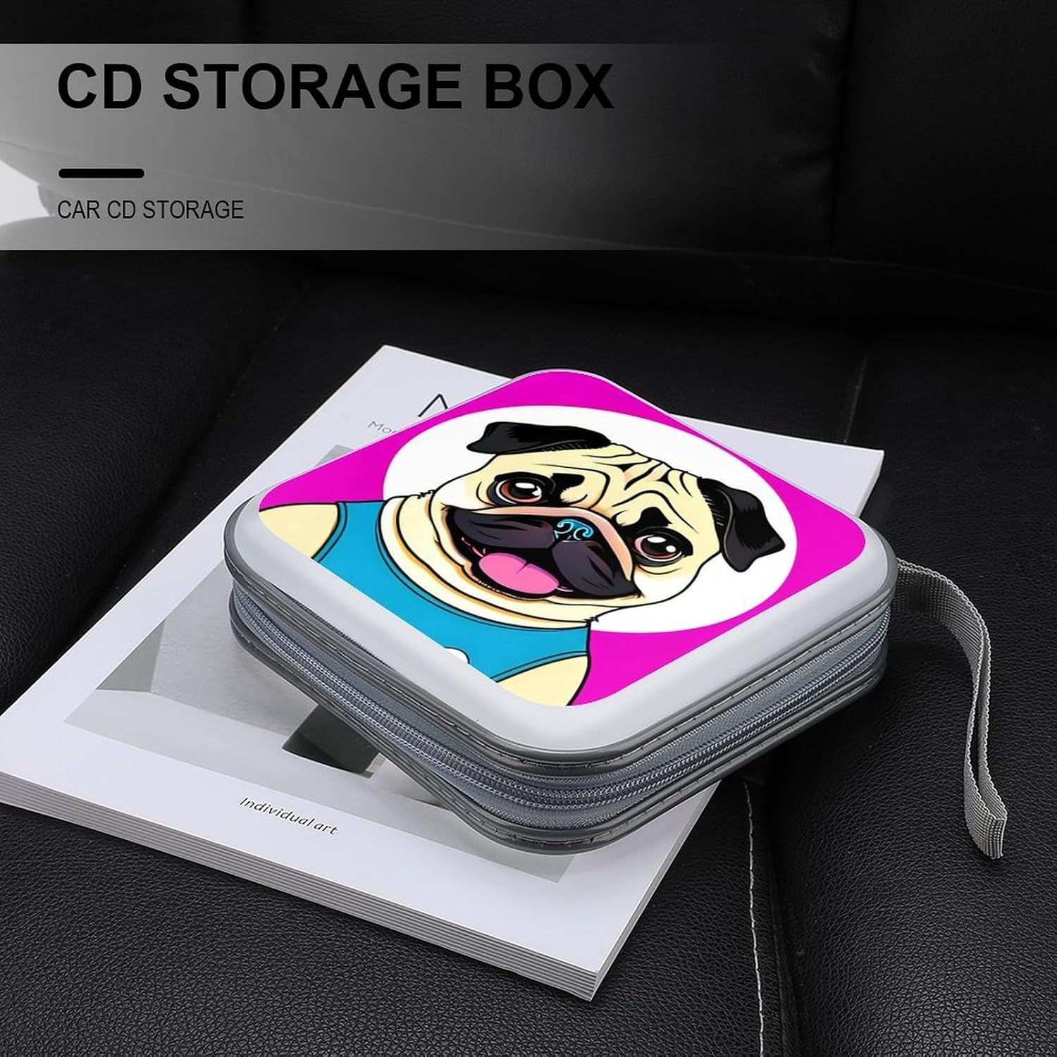Funny Cartoon Pug Puppy Dog CD Case CD Storage Box DVD Sleeves