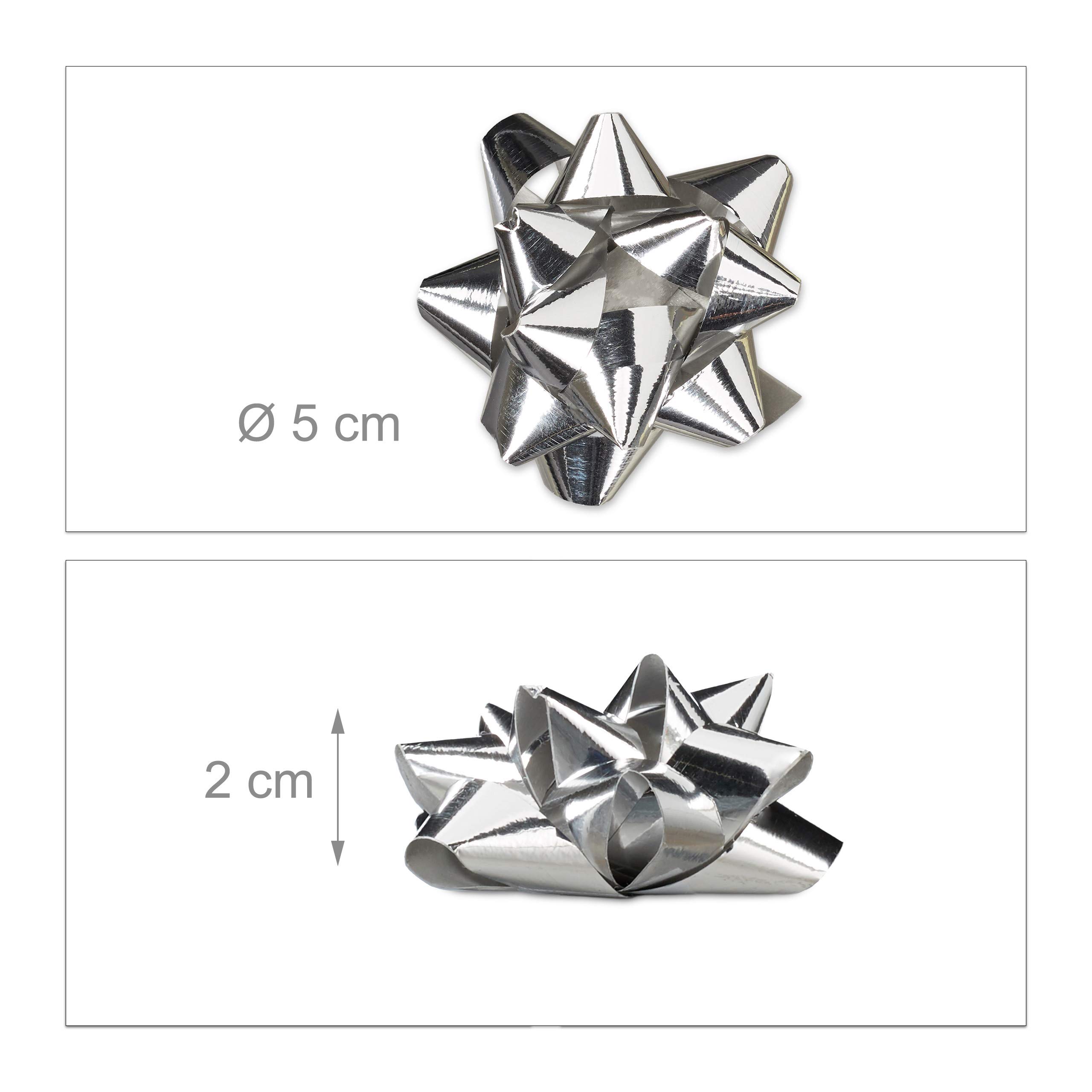 1000 x Geschenkschleifen, selbstklebend, kleine Dekoschleifen für Weihnachten & Geburtstag, Zierschleifen, Ø 5 cm, silber