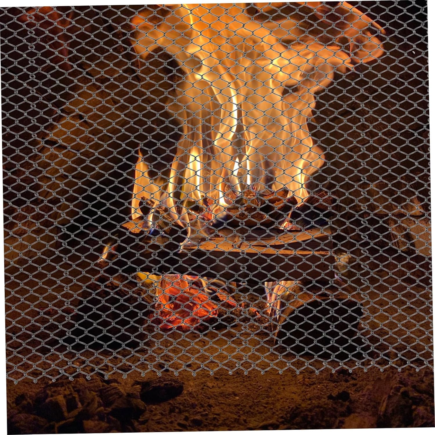 2pcs Metal Mesh Fireplace Screen Curtains Heavy Duty Hearth Accessory Fireproof Panels for Living Room Decorative Mesh Safety Fence