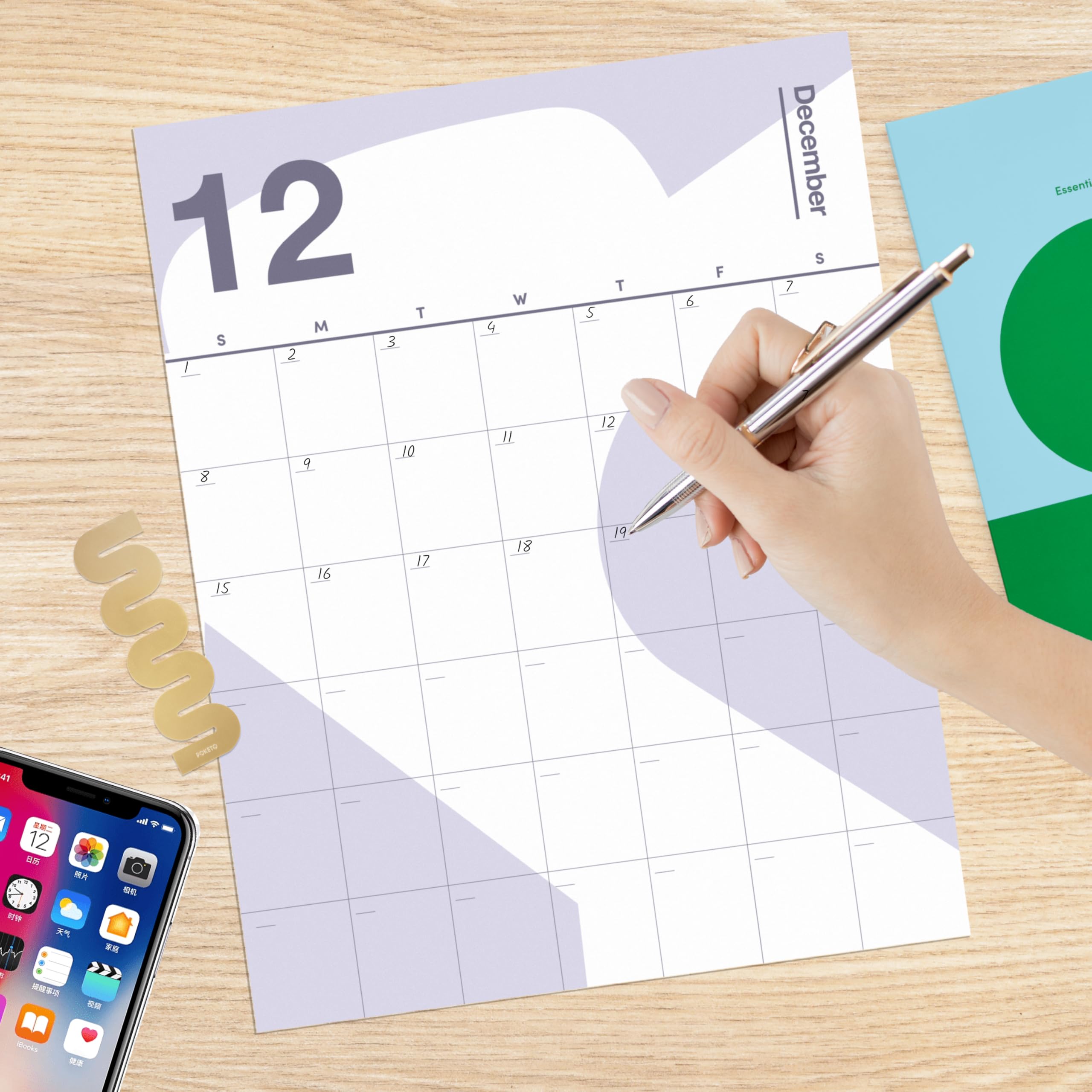 Poketo Undated Wall Calendar - 12 Month Aesthetic Calendar Use For