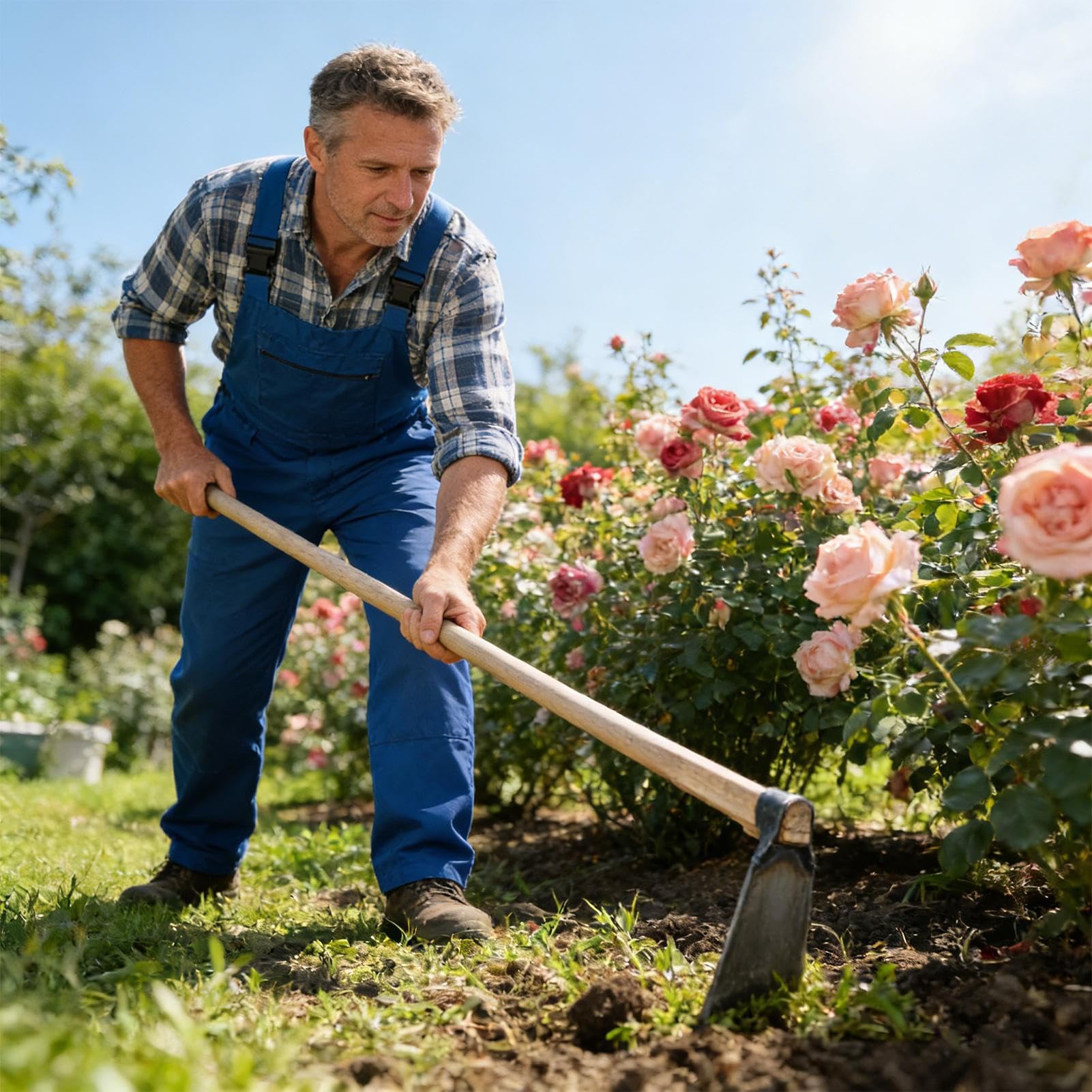 Sarcloir de Jardin Râteau Robuste en Acier au Carbone
