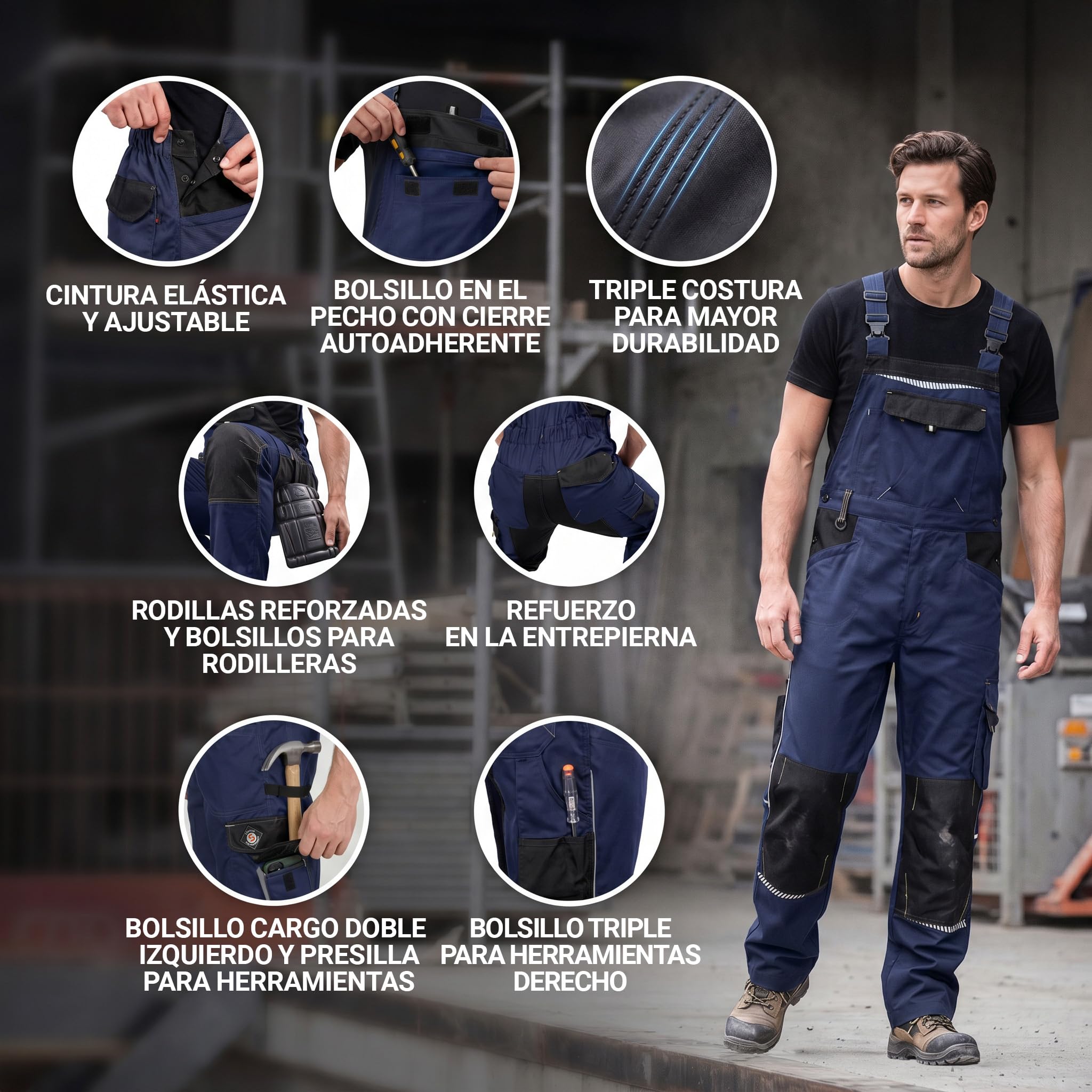Prisma Peto de trabajo para hombre - Resistentes y con numerosos bolsillos