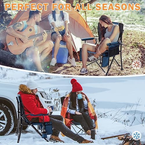 Miniatura 7 de Homcosan Silla de camping con calefacción para exteriores, sillas plegables con 3 niveles de calor para respaldo y asiento, sillas de césped