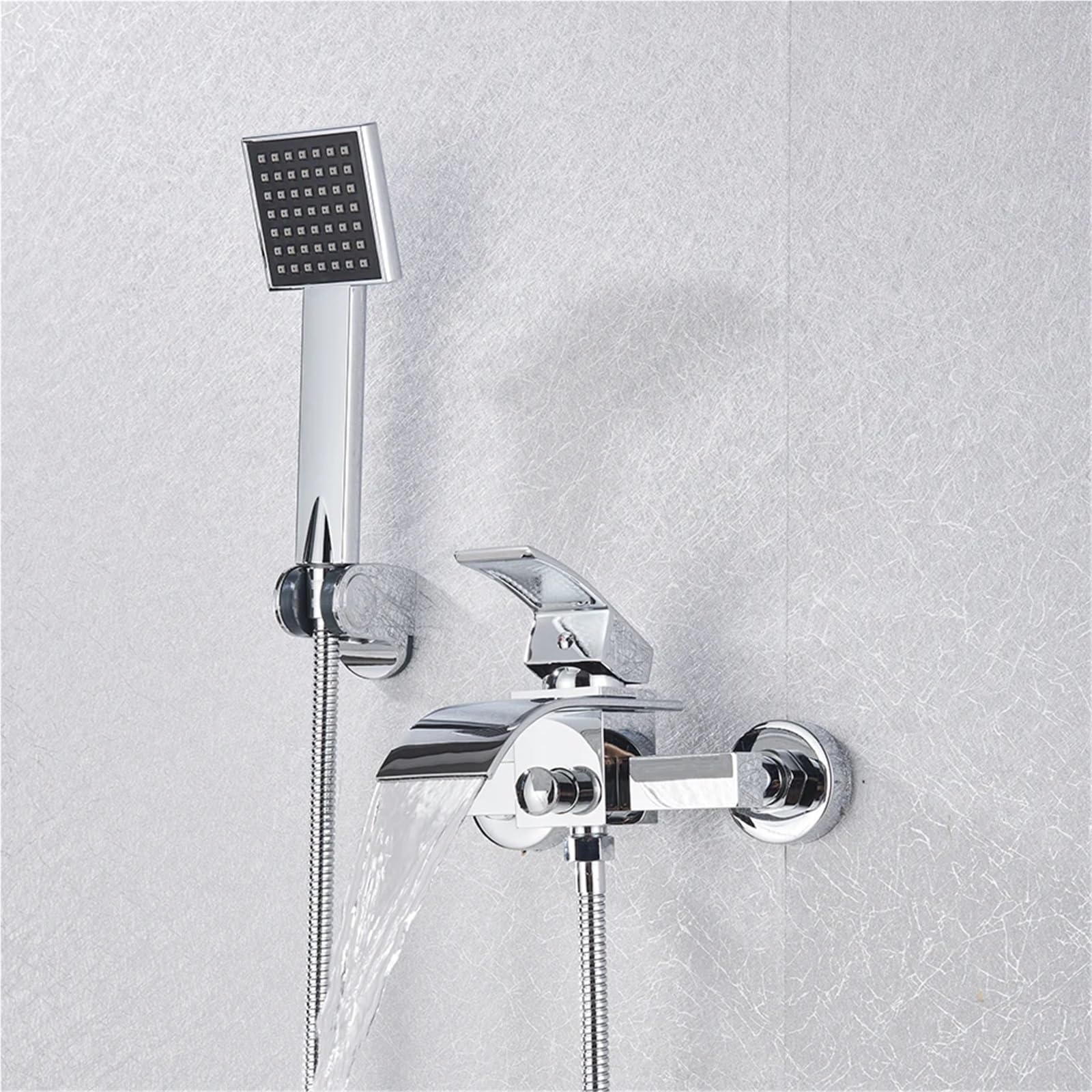 Rubinetto a cascata per vasca da bagno con doccetta – Miscelatore monocomando rubinetto da parete per vasca da bagno – Apparecchio da bagno elegante e funzionale