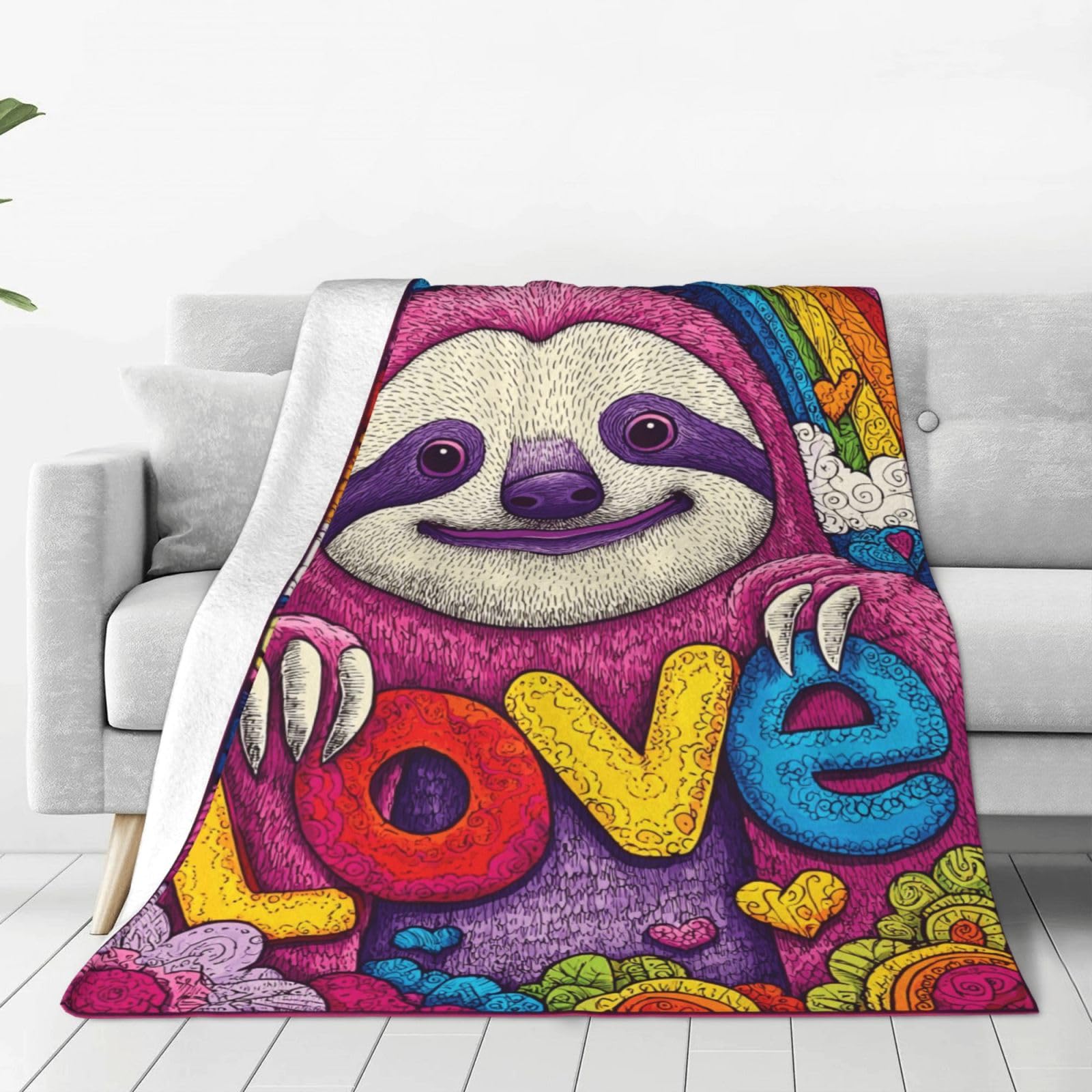 SweetFox Sloth Throw Blanket Love Sloths Decor Gifts for Girls 50"X40"