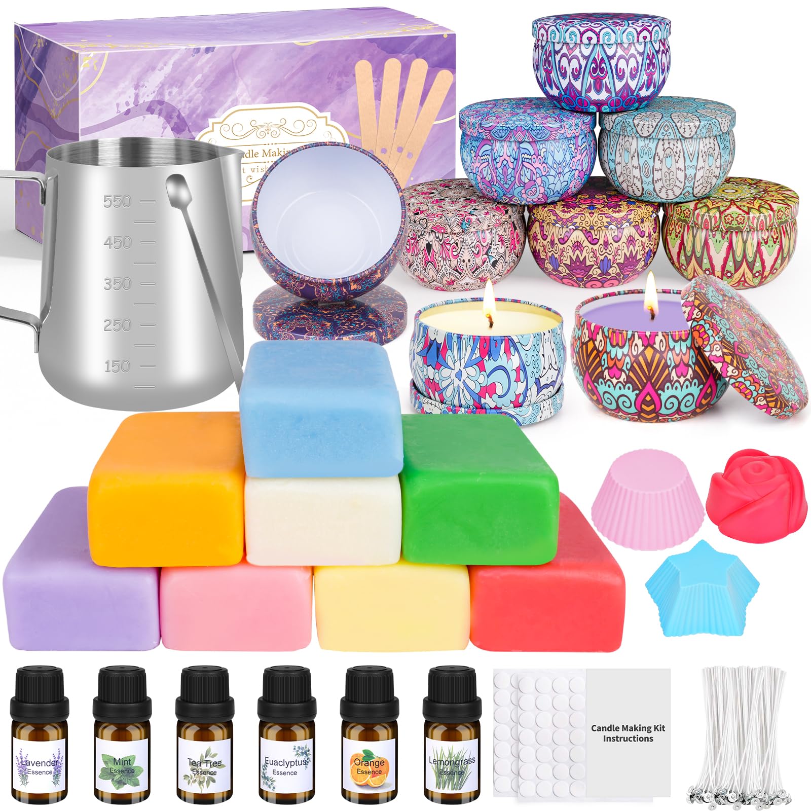 Kit Bougie A Faire Soi Meme Adulte, Bougie Parfumées Avec 480g De