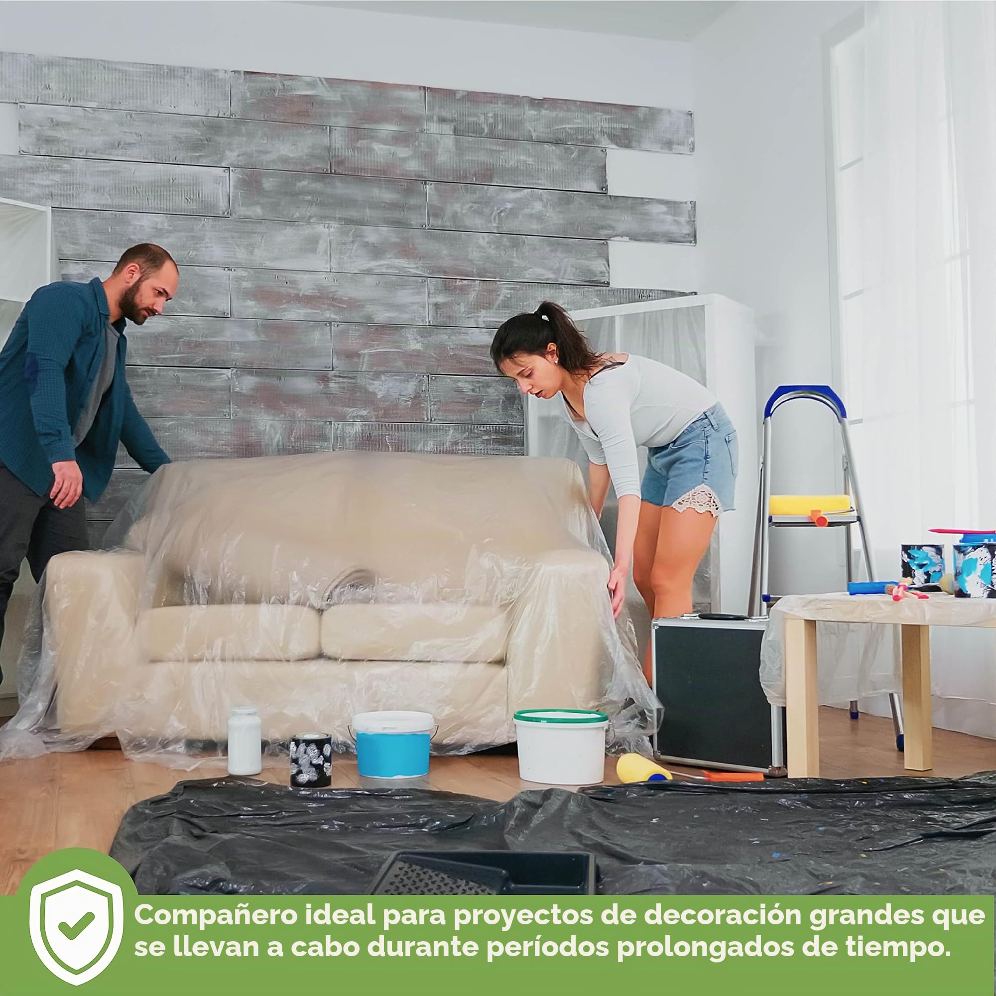 BLOSTM Plasticos para Cubrir Muebles - 2m x 50m Grande Rollos de Plastico Protector 2pcs para Muebles, Alfombras y Decoración - Plastico Cubretodo Exterior y Interior Impermeable (2 Piezas)