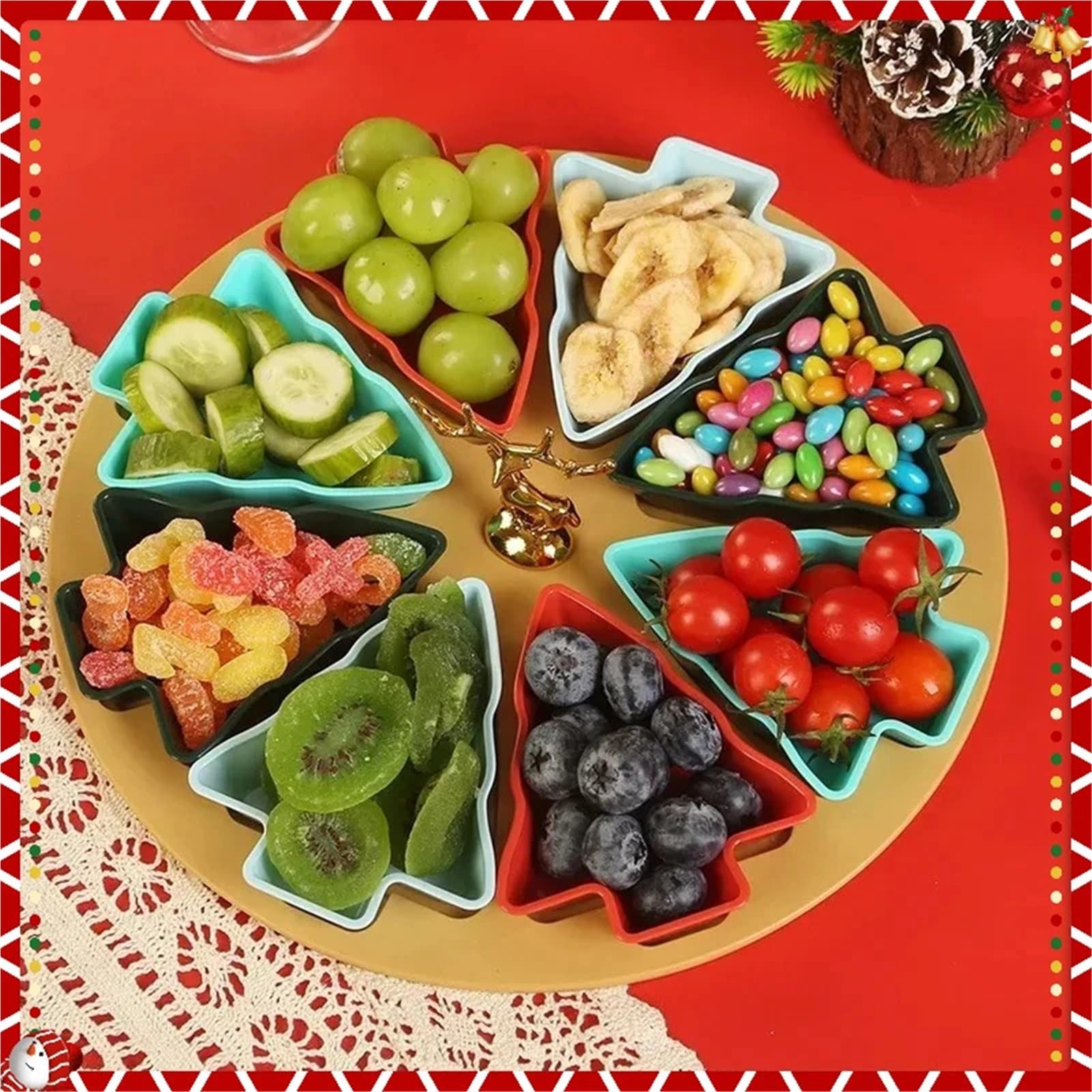 Bandeja separada con 8 rejillas en forma de árbol para Almacenar Nueces | Plato de fruta for desayuno, caja de dulces de nueces for el hogar, decoración creativa de 8 rejillas