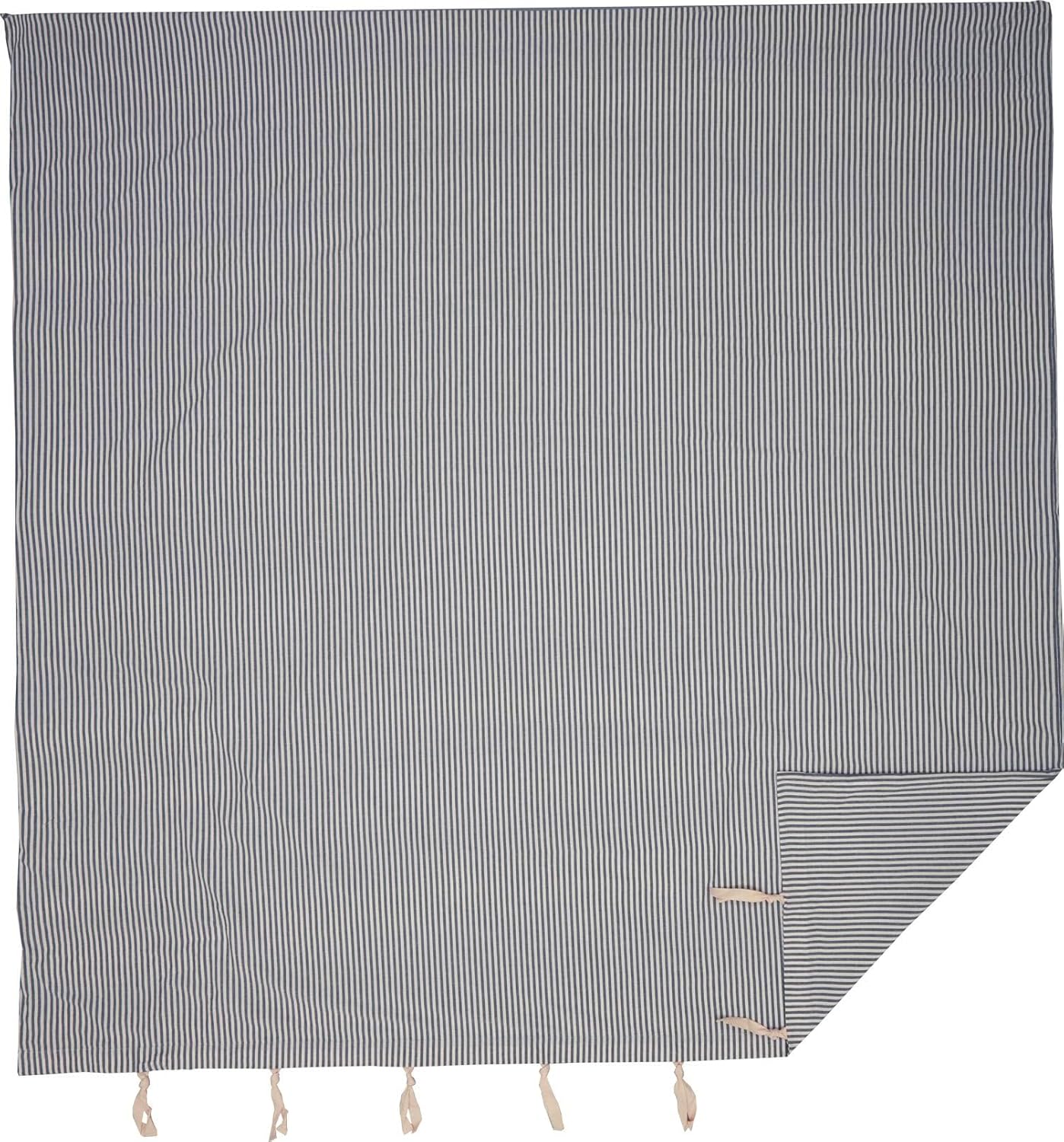 Piper Classics Farmhouse Ticking Stripe Blue Queen Duvet Cover, 100% Cotton