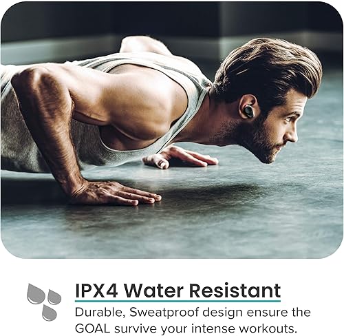 Miniatura 4 de Cleer Goal Sport - Auriculares inalámbricos con batería de 20 horas, para entrenamiento y ejercicio, resistentes al agua y al sudor, controles
