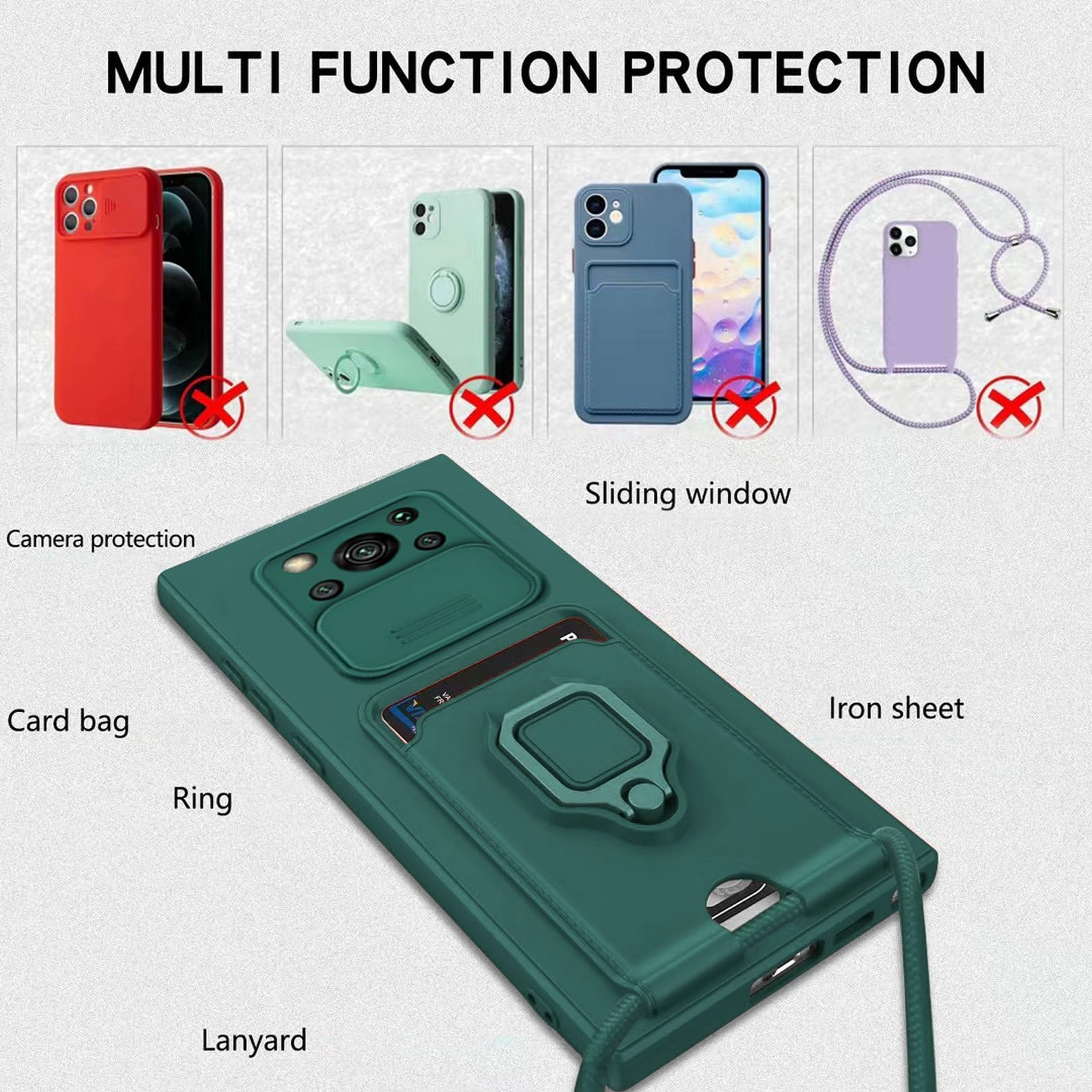 Custodia Per Xiaomi Poco X3 Pro / NFC, Sottile In PC E Silicone Antiurto, Con Staffa, Verde - 3