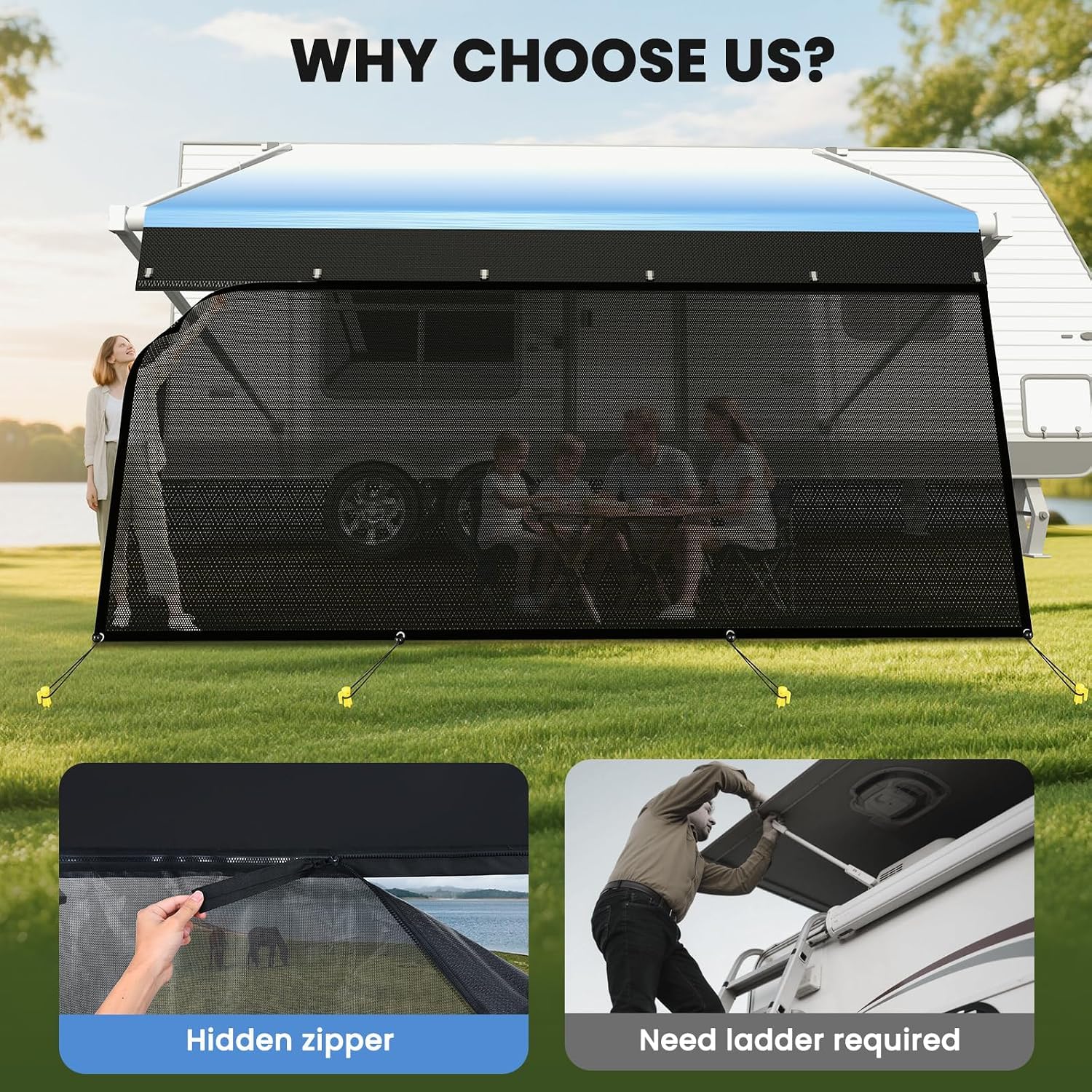 Toldo para caravana, 600D superior + 229.91 g inferior, para toldo de 10 x 17 pies 3 pulgadas