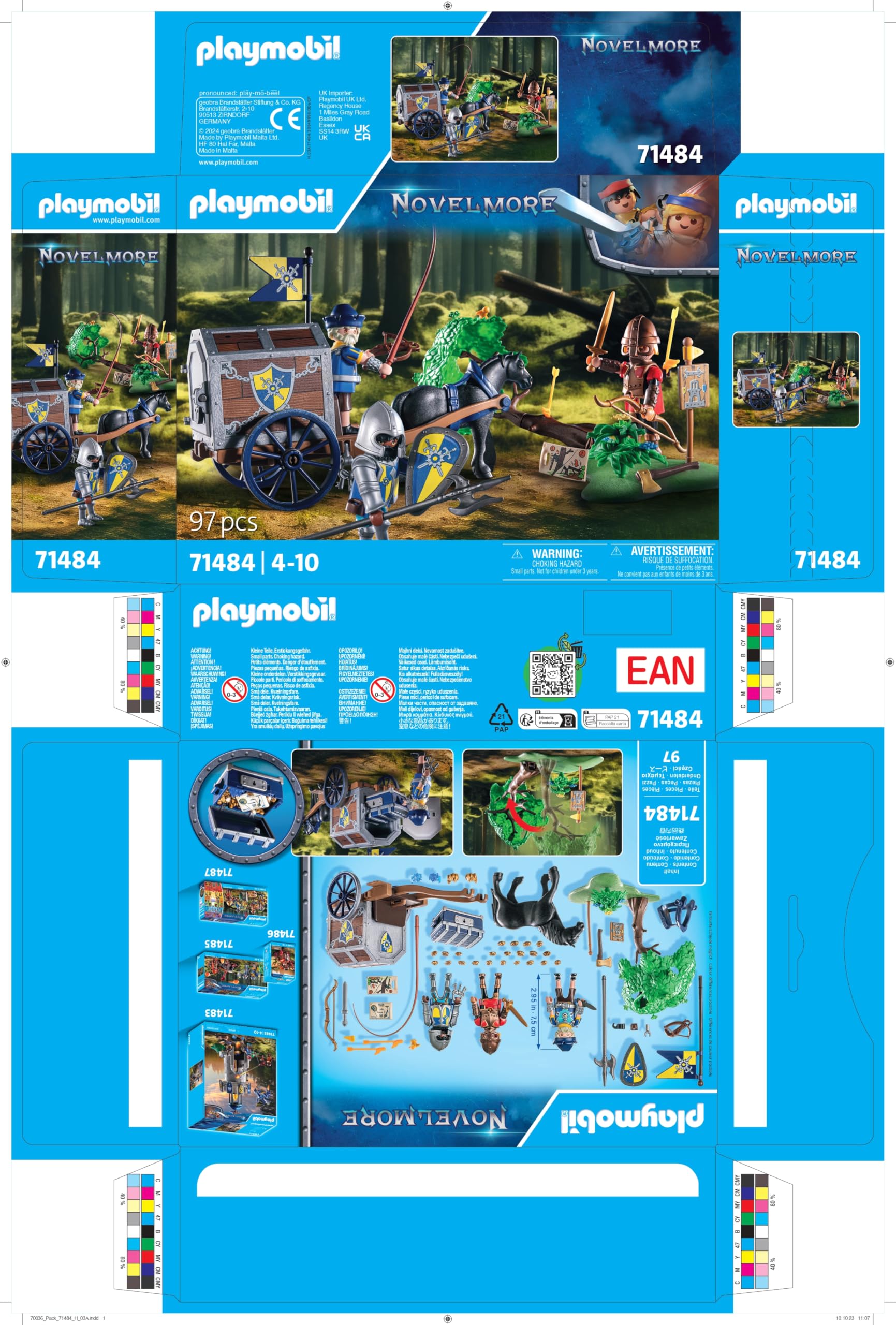 PLAYMOBIL Novelmore 71484 Napad na wóz transportowy, bitwa o złoto, Rycerze Novelmore kontra Burnham Raiders. Zabawne i pomysłowe odgrywanie ról, zabawki dla dzieci w wieku od 4 roku życia