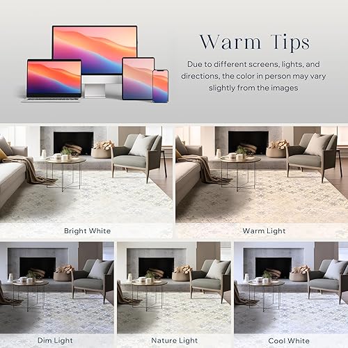 Miniatura 386 de Phantoscope Vintage Collection - Alfombra de área de 8 x 10 pies, alfombra grande para sala de estar, lavable, bohemio, antideslizante