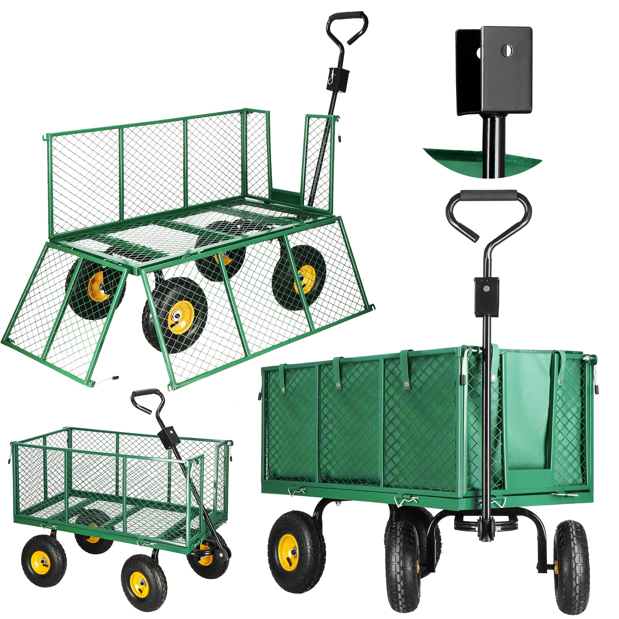SPRINGOS Wózek transportowy, wyjmowana plandeka do 400 kg obciążenia