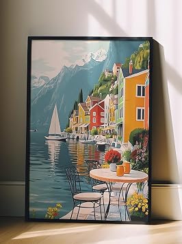 Zestia Siyah Çerçeveli Tablo, Kıyı Kafesi - Sahil Manzarası, Salon Dekoru Poster No: 105968 15 x 21