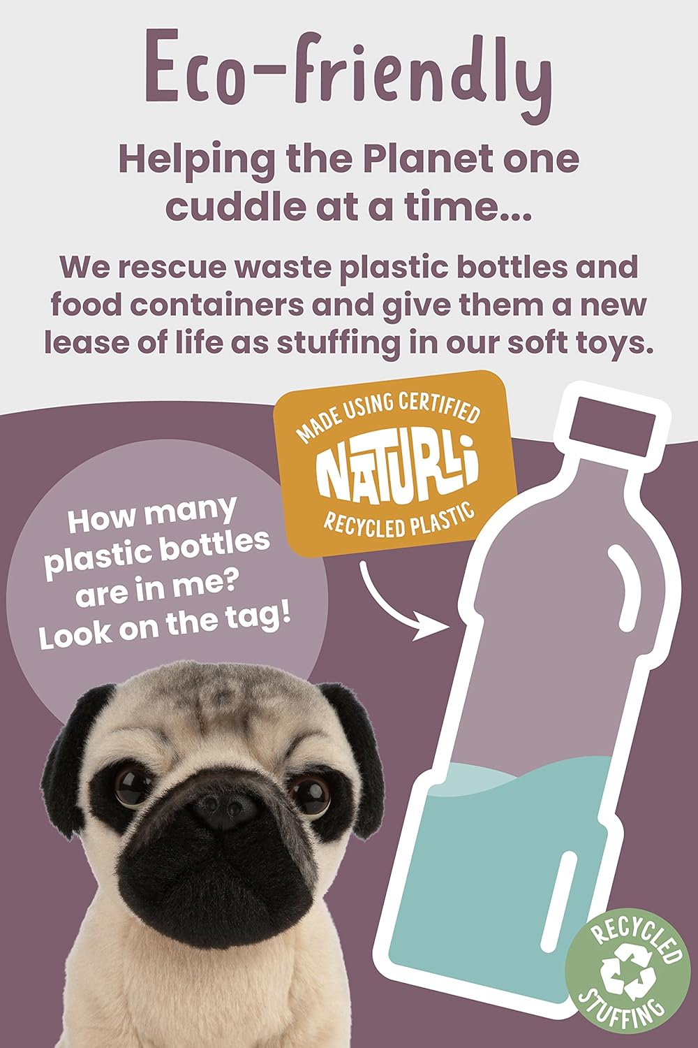 Living Nature Pug Puppy Stuffed Animal | Fluffy Dog Animal | Soft Toy for Kids | 6 inches - Image 5