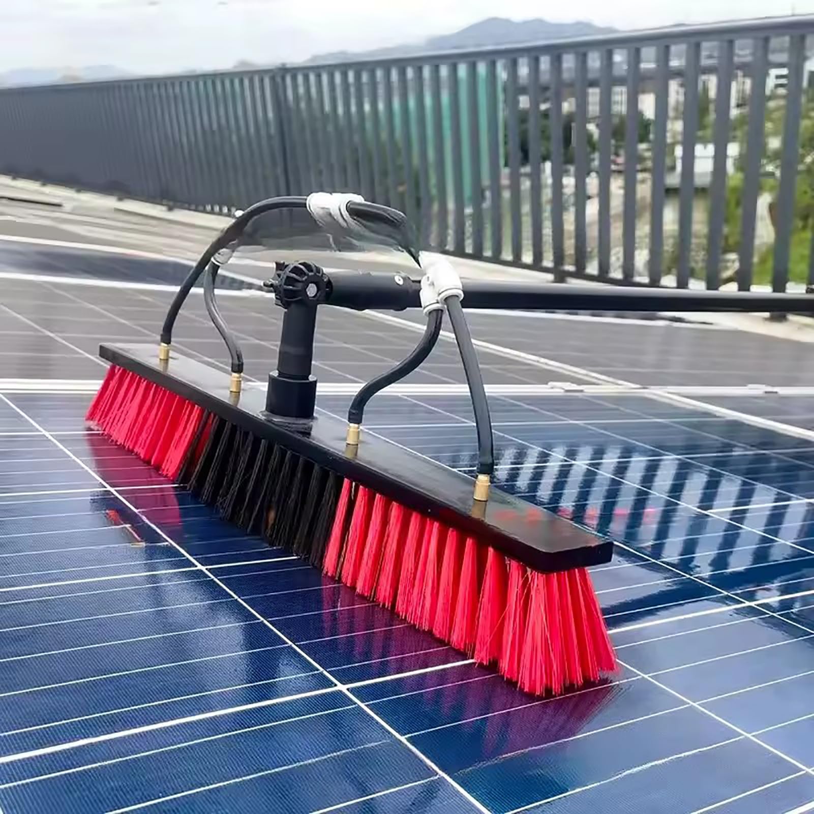 GHFXSCV 18FT Telescopic Water Fed Window Cleaning Pole Brush - Long Reach Solar Panel & Conservatory Cleaning Equipment Hose Fed Ideal for High Windows & Outdoor Use