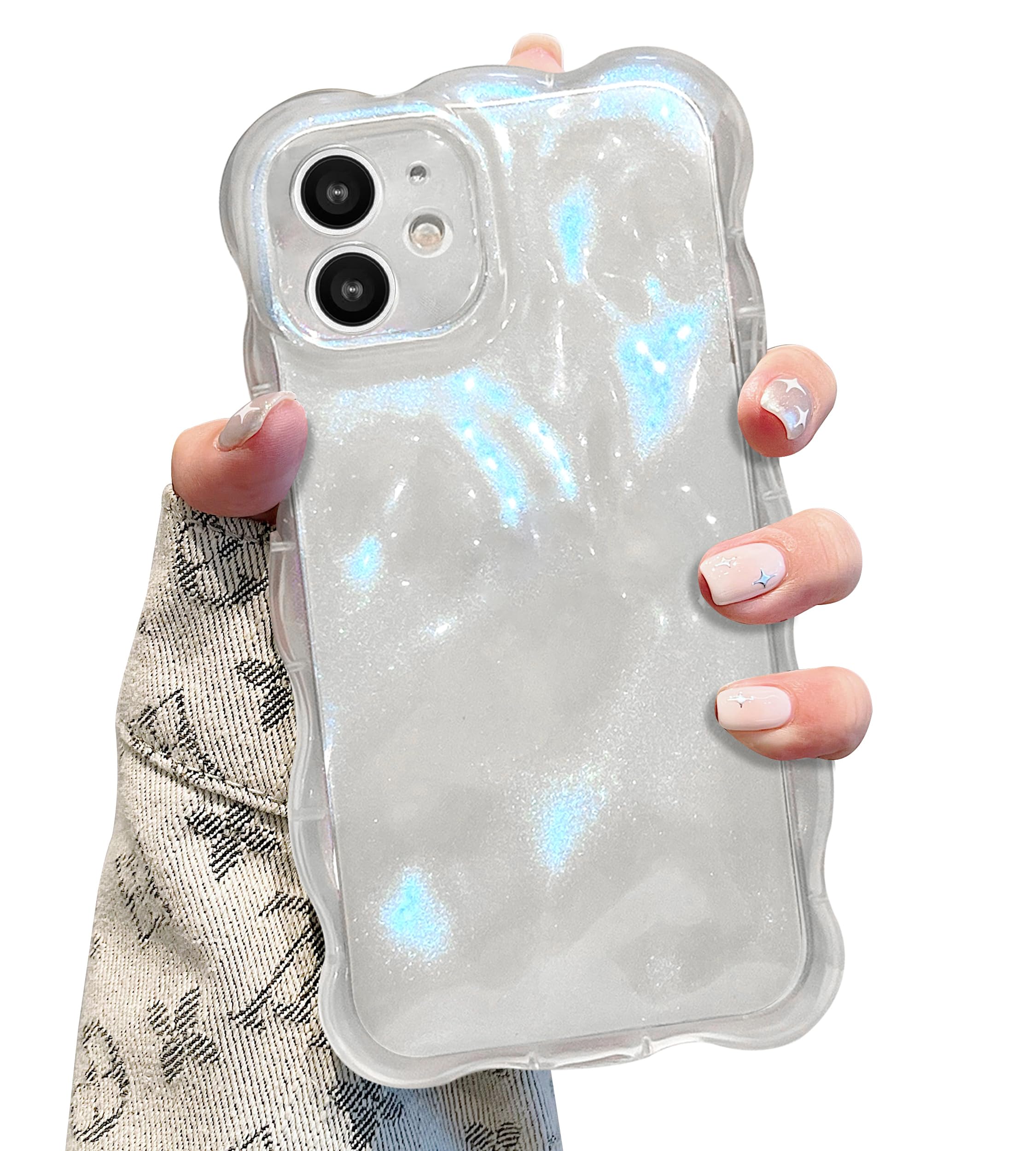 Amazon.com: UEEBAI Ripple Case for iPhone 11, Cute Silver Cover