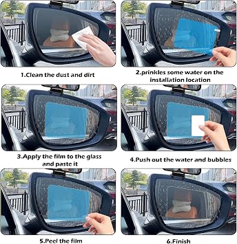 2 Pieces Car Film Rearview Mirror Film, Waterproof HD Clear Mirror Film Anti Fog Rainproof Nano Coating Car Film Protective Sticker for Car Rearview Mirror Side Windows(200x175mm)