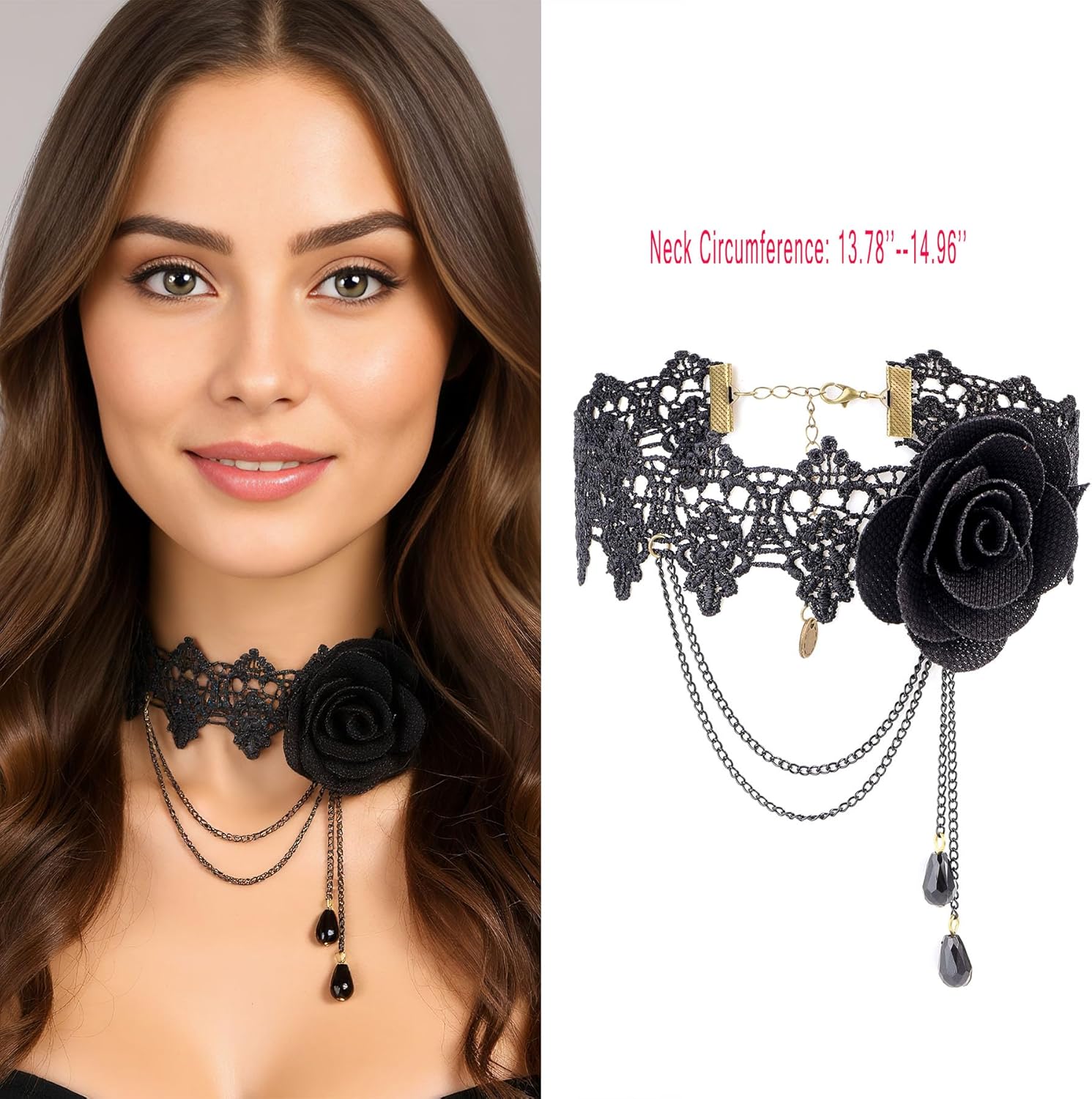 Ayliss Black Choker Necklaces for Woman Victorian Lace Choker Goth Necklace Layered Halloween Dress Goth Jewelry Gifts - Image 4