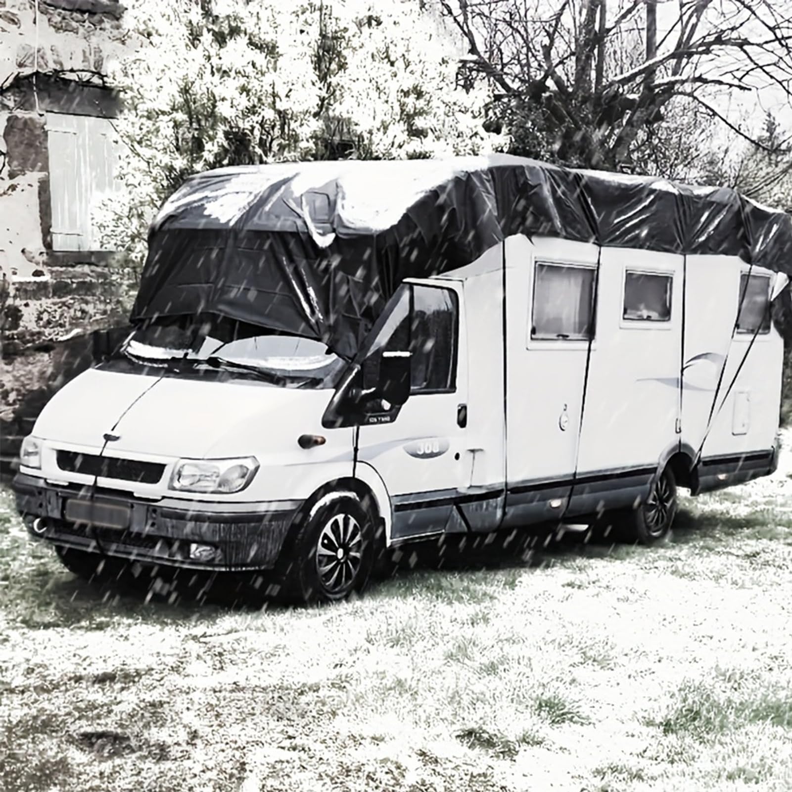 Wohnwagen Schutzhülle,Wohnmobil Abdeckplane, Wohnmobil Schutzdach 210D Dachschutzplane Abdeckung Abdeckplane für Wohnmobile und Wohnwagen,11.5x3m/37.7x9.8ft