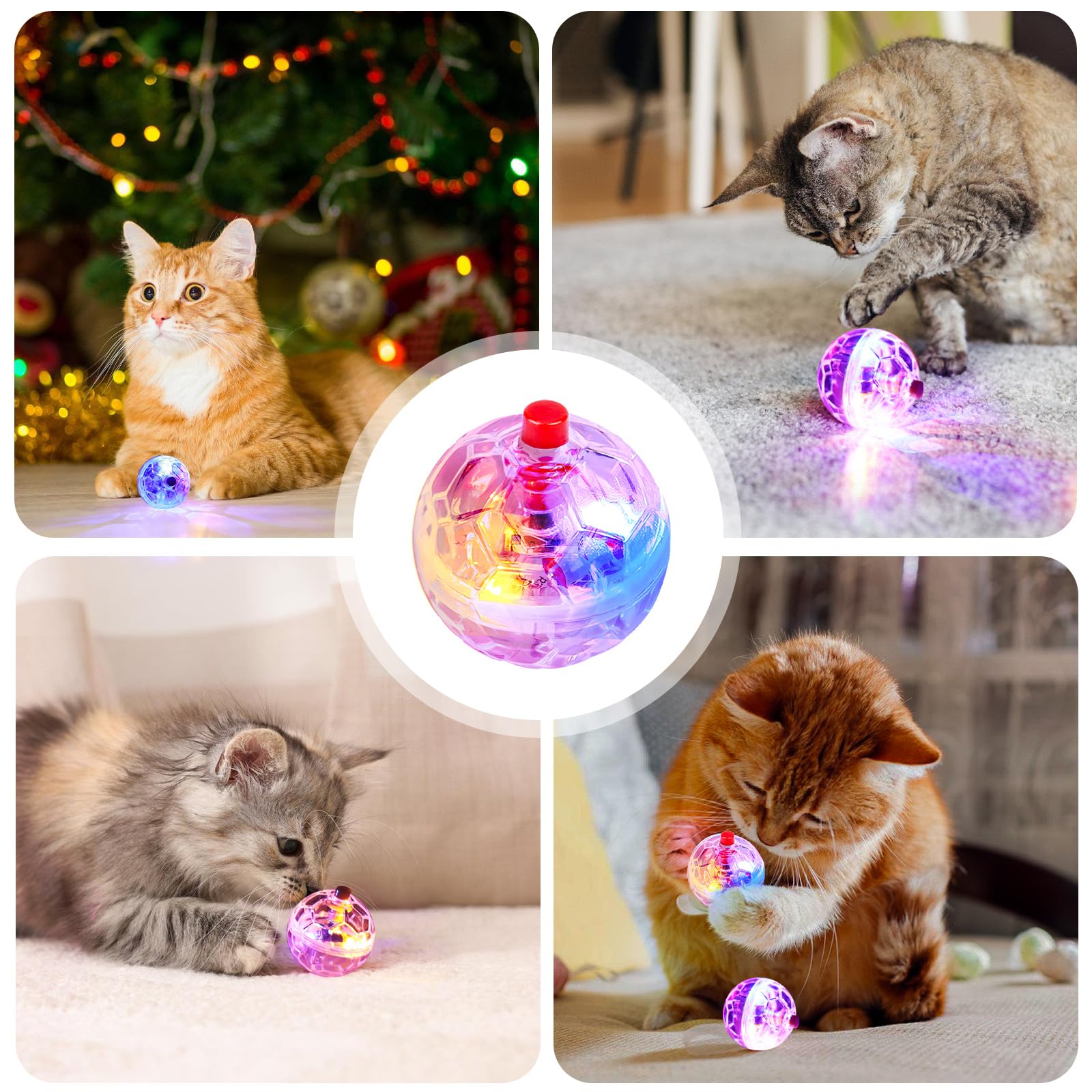 9 Stück Geisterjagd-Bewegungsbälle, Geisterjagd Katzenkugel Bewegung Bälle, Katzenspielzeug Geisterjagd-Bewegungsbälle, Katzenball Mit Led Licht, Interaktives Katzenspielzeug Ball Für Katzensport
