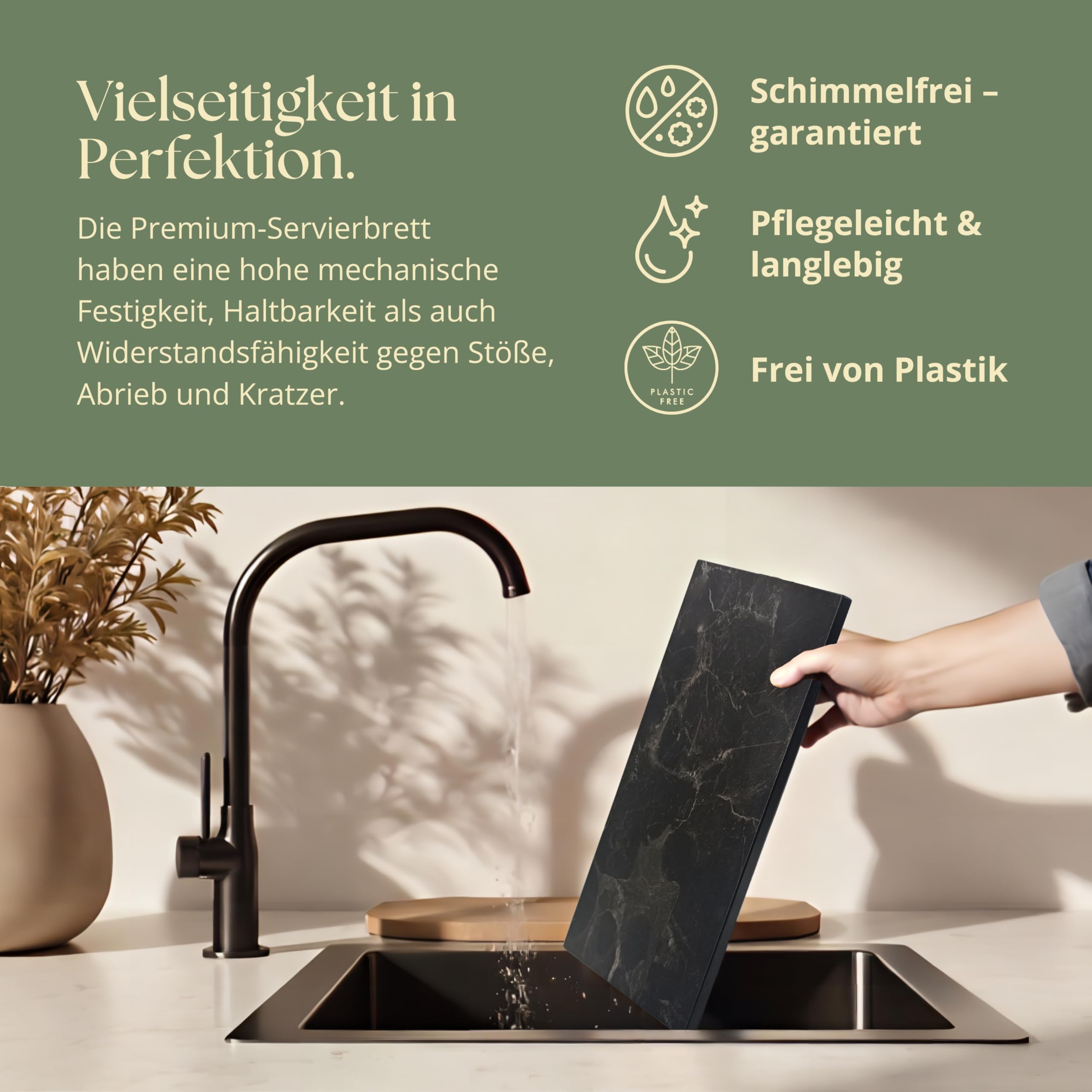 SCHNITTWERK premium Servierbrett aus Holz – 35x22 cm, 12 mm dick- ideal als Dekobrett & Frühstücksbrett, spülmaschinenfest, strapazierfähig, hitzebeständig, hygienisch, rutschfest und langlebig