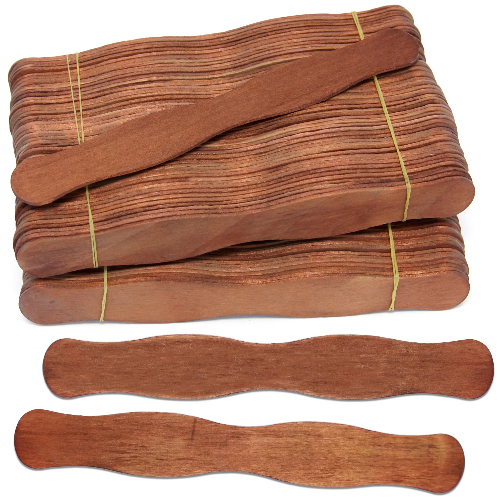 CraftySticks 100 Pack Brown Wavy Wooden Fan Handle Sticks – 8 Inch Birch Wood for Crafts, Wedding Fans, and DIY Projects