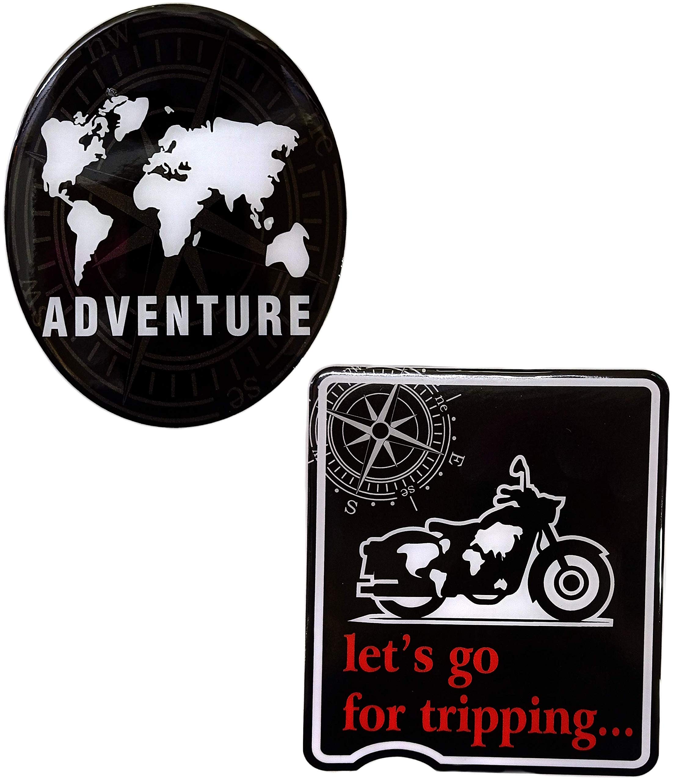 Detachi 3D Emboss Tool Box & Battery Cover Bike Sticker Compatible with Classic 350 Bullet 2 Pcs (Adventure) (Epoxy Material)