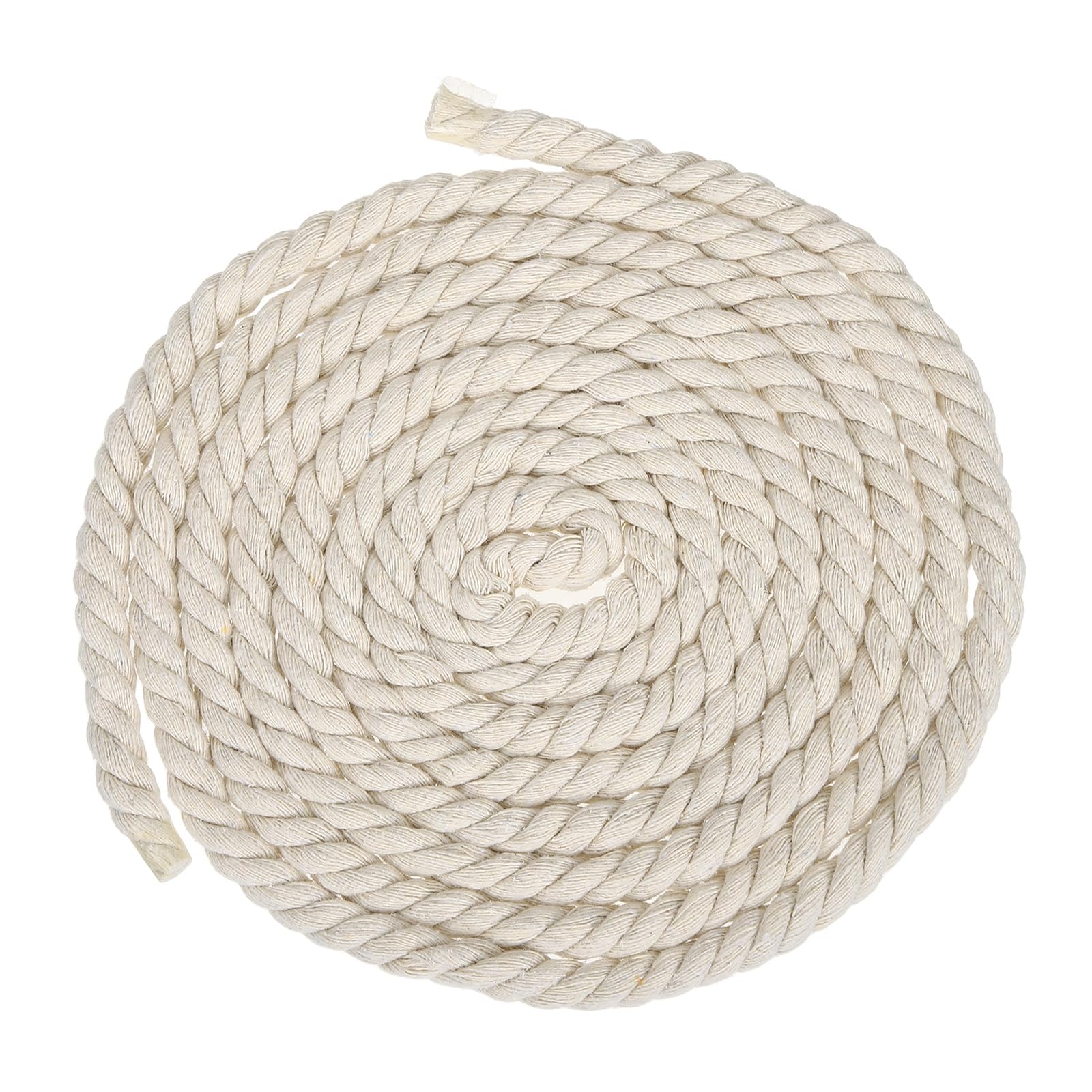 sourcing map 10mmx11.5Ft Beige Cotton Rope, 3 Strand Cord