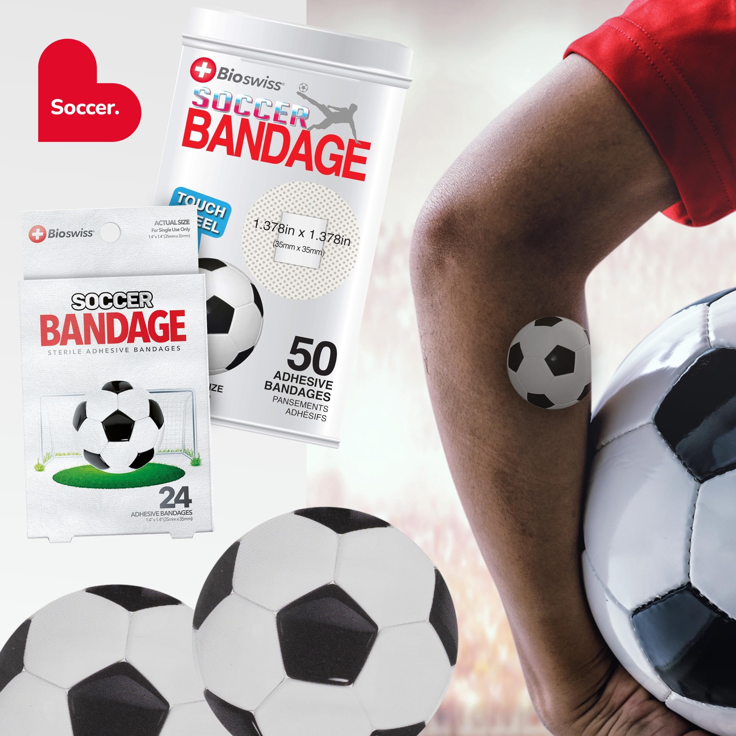 Venditas autoadhesivas con forma de balón de fútbol, estériles y sin látex para el cuidado de heridas, suministros divertidos para botiquín de primeros auxilios de los niños - 50 unidades 6