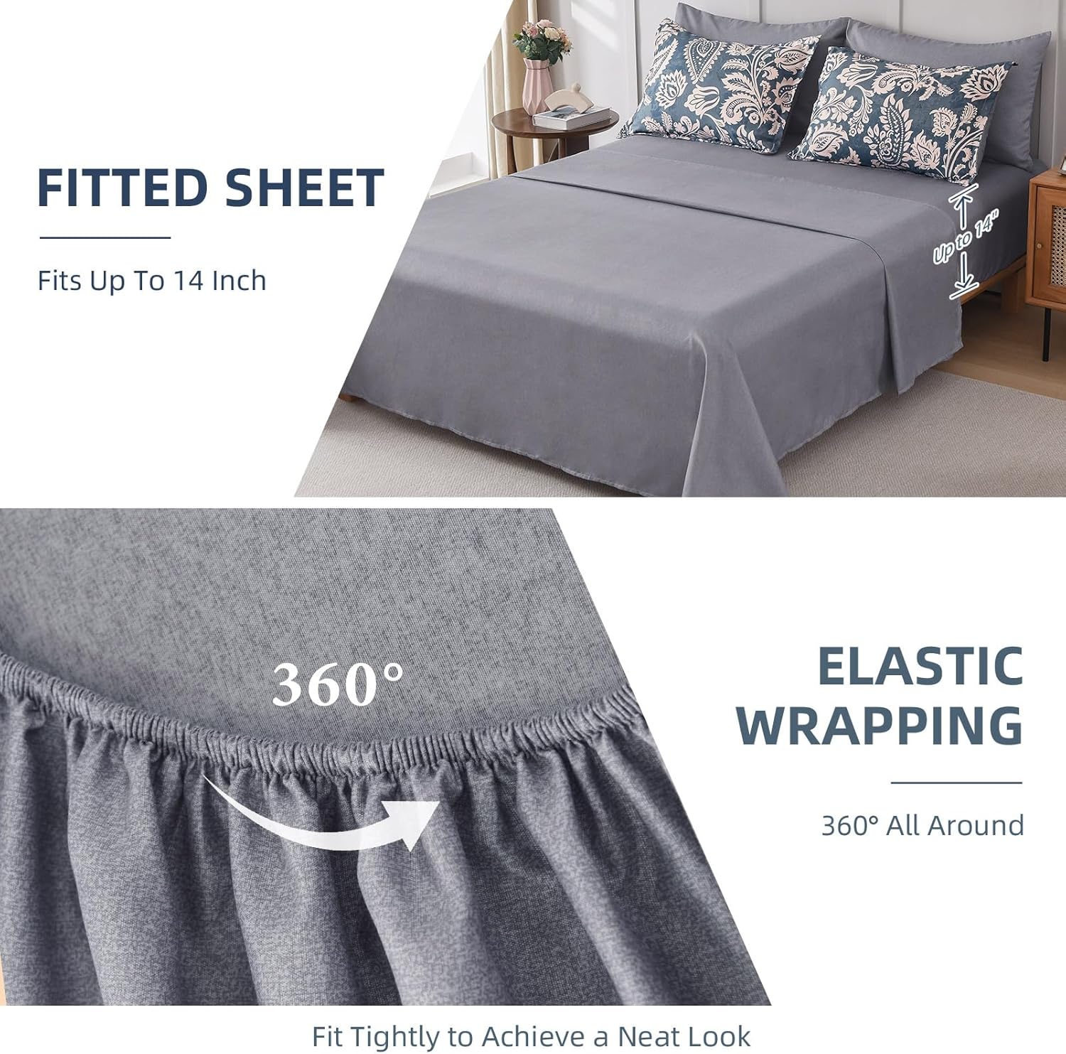 Drucon Paisley Comforter Set King, 7 Pieces Bed in a Bag Boho Comforter Bedding Soft Microfiber King Size Navy Blue Comforter with Sheet & Pillowcases - Image 5