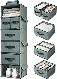 SMIRLY 6 Shelf Hanging Closet Organizer with Drawers, Closet Hanging Shelf Hanging Closet Organizer, Closet Hanging Organizer, Hanging Storage Organizer, Closet Organizers