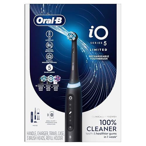 Vista 7 de Oral-B iO Deep Clean + Whiten - Cepillo de dientes eléctrico recargable con sensor de presión visible, temporizador de 2 minutos, 5 ajustes