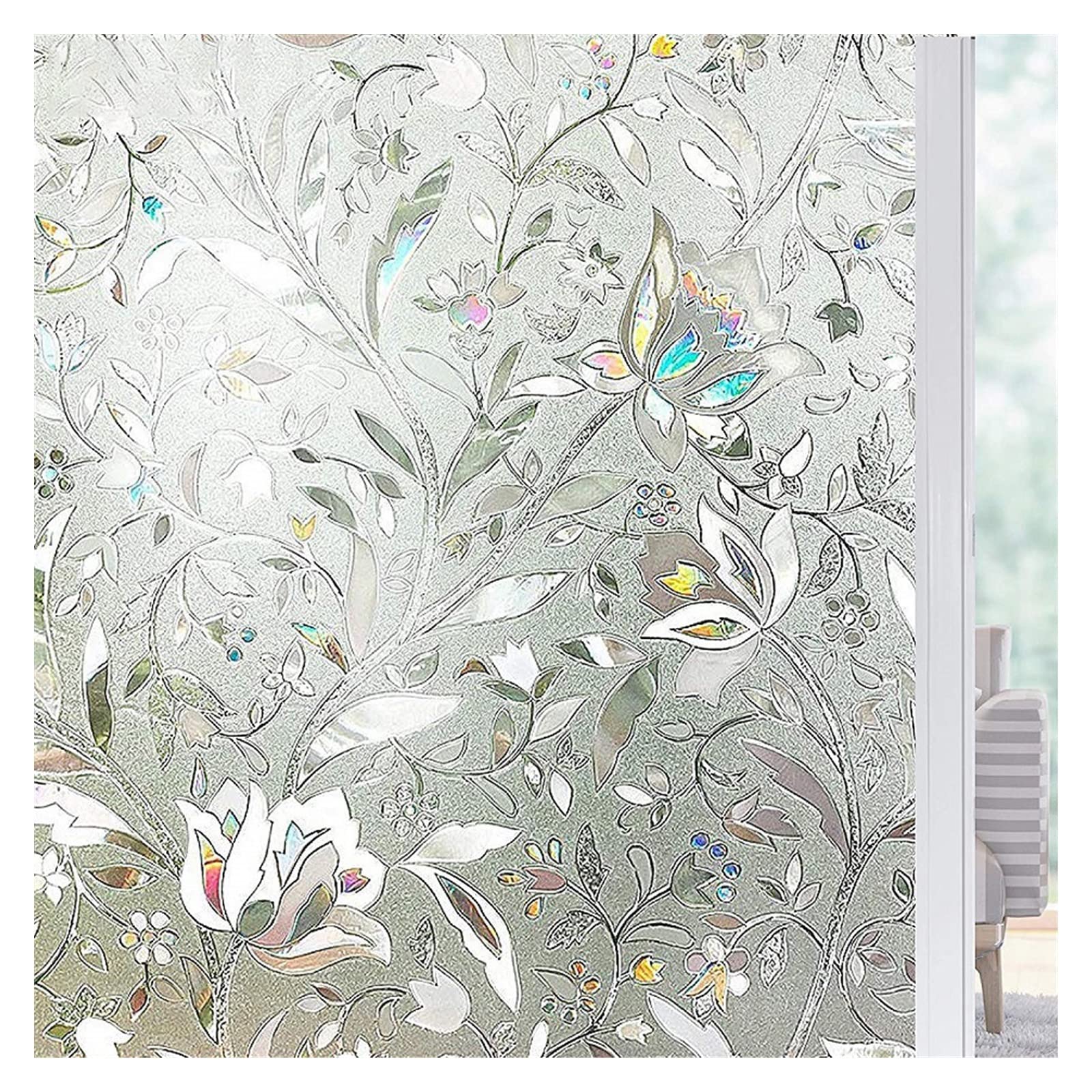 Folia chroniąca okno Blooming Flower Glass Film Static Cling PVC Ochrona prywatności Folia 3D do dekoracji wnętrz(75x200cm)