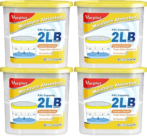 Vista 11 de Vacplus Cubos absorbentes de humedad - Deshumidificador de gran capacidad y absorbente de humedad para armario, sótano, baño, caravana y áreas