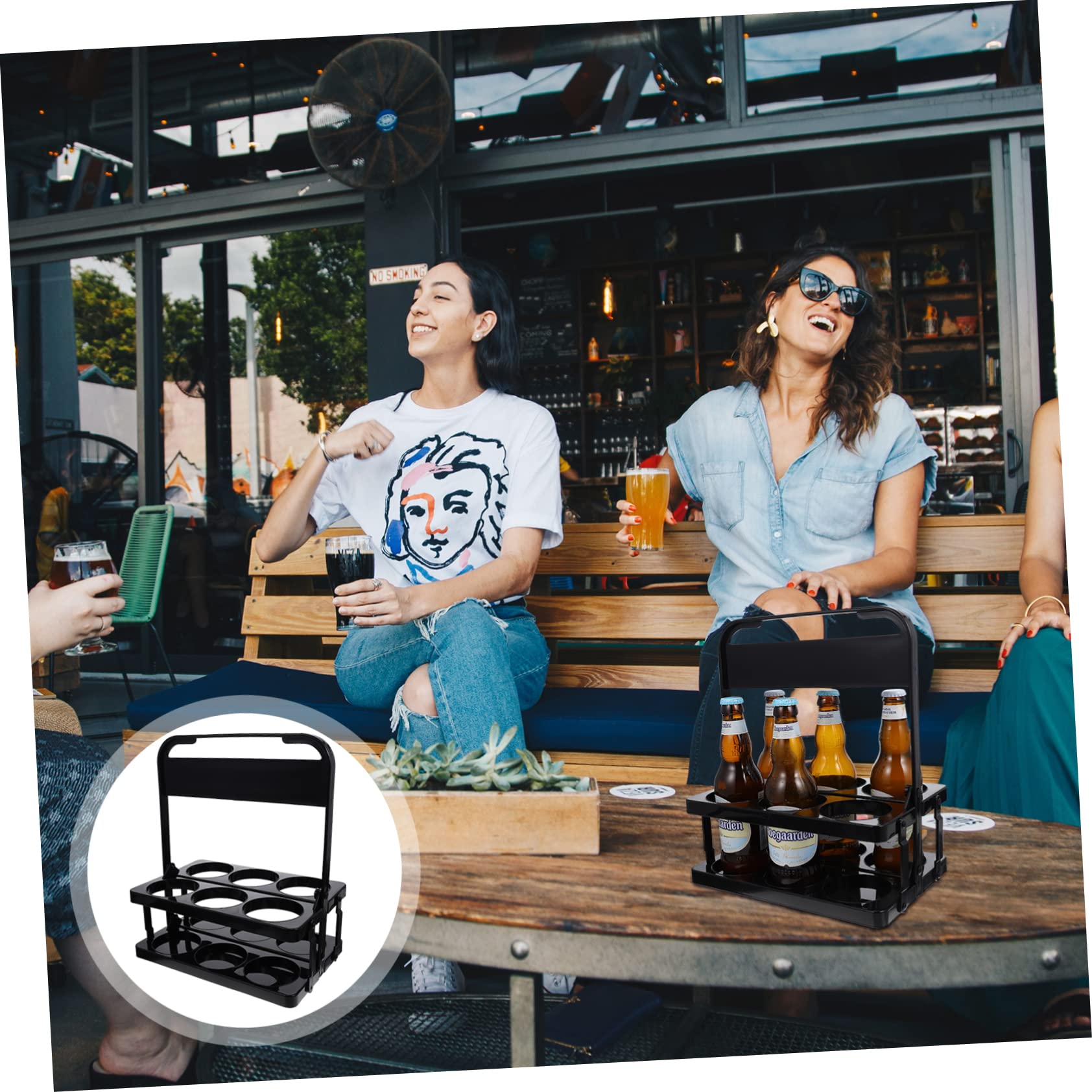 Mikinona 6 Can Beer Wine Bottle Holder Pp Material Beer Rack Carrier Portable Wine Storage Rack