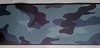 Vista 2 de Papel pintado camuflaje camuflaje pared frontera - azul
