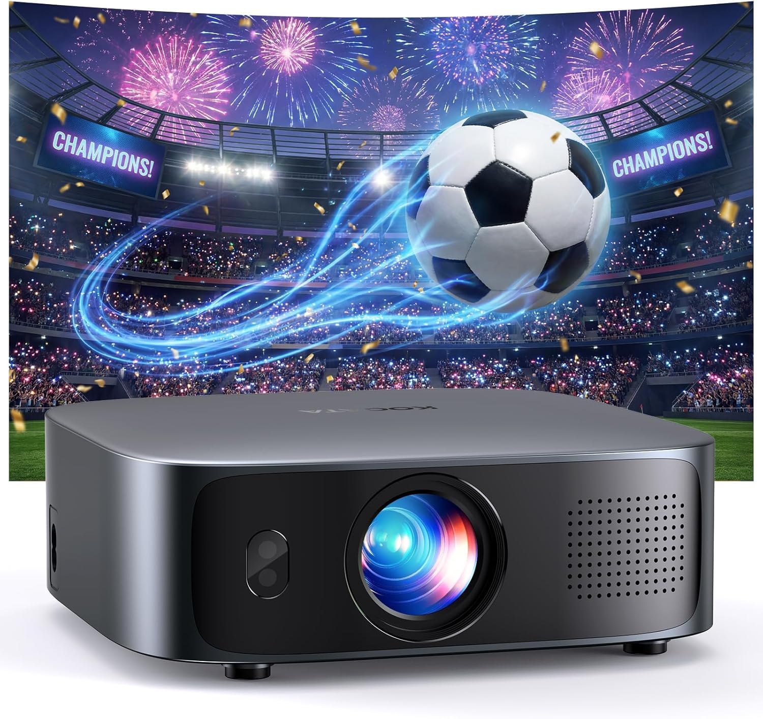 Smart Beamer 4K kompatibel mit Netflix & Dolby Audio, KOGATA Kurzdistanz Projektor mit Autofokus & 6D Trapezkorrektur, WiFi/Bluetooth, Native 1080P Heimkino Beamer für Outdoor & Schlafzimmer