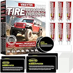 Kit de reparo de pneu de parede lateral, kit de remendo de pneu de emergência off-road 4 x 4, UTV ATV ao ar livre, sem necessidade de remover kit de remendo de borracha, reparo de arranhões