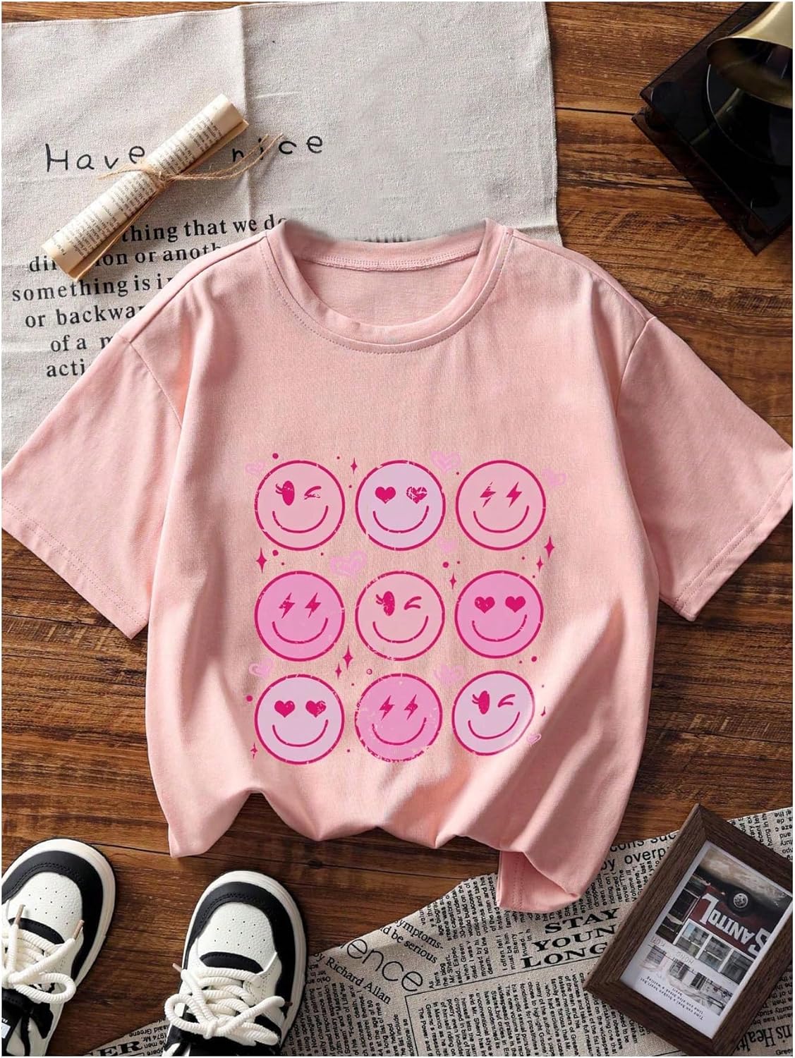 WDIRARA Girl's Cute Graphic T Shirts Crew Neck Short Sleeve Tee Top - Image 4