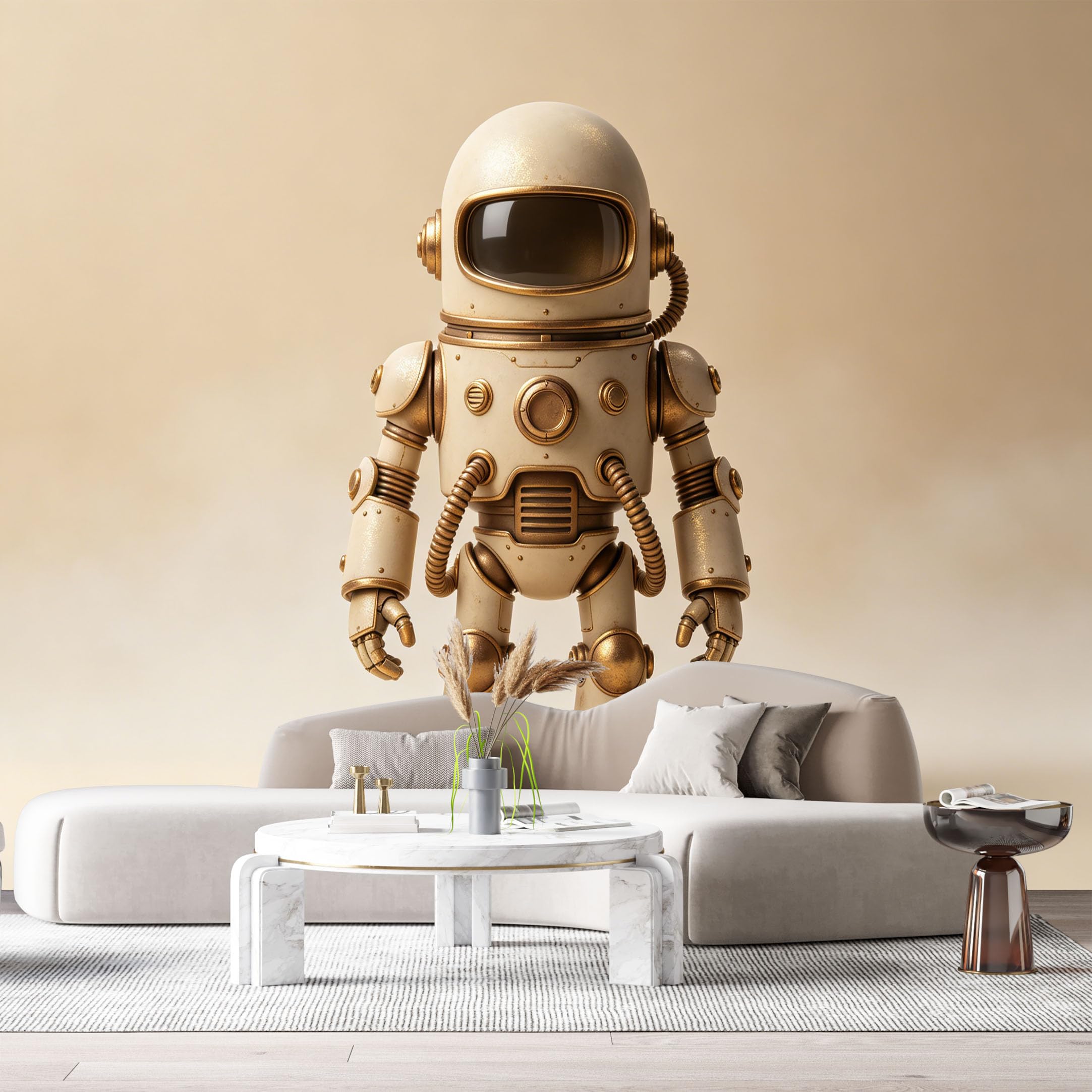 Custom Size Wall Mural Retro Steampunk Robot Mechanical Armor Textured Metallic SciFi Style SelfAdhesive Art Prints Removable Large Wallpaper Esports Room Game Room Tenant Room Studio