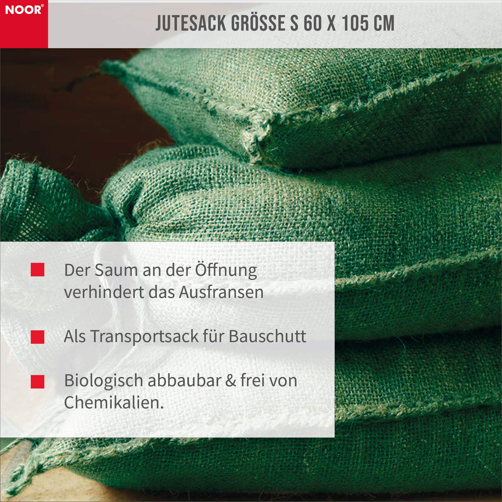 NOOR Worki jutowe 60 x 105 cm, kolor: zielony