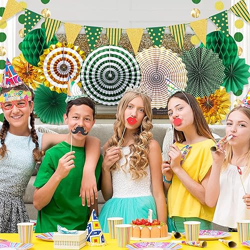 Miniatura 5 de Decoraciones de fiesta para fanáticos de papel, banderines de papel con purpurina, banderines triangulares, guirnalda de borlas, suministros de