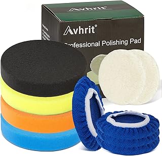 Polishing Pads, Avhrit Orbital Buffer Polisher Pads, 6.5 Inch 165mm Woolen Pads Cutting Polishing Pad Kit, Polishing and Waxing, for 6 Inch Backing Plate Car Polisher